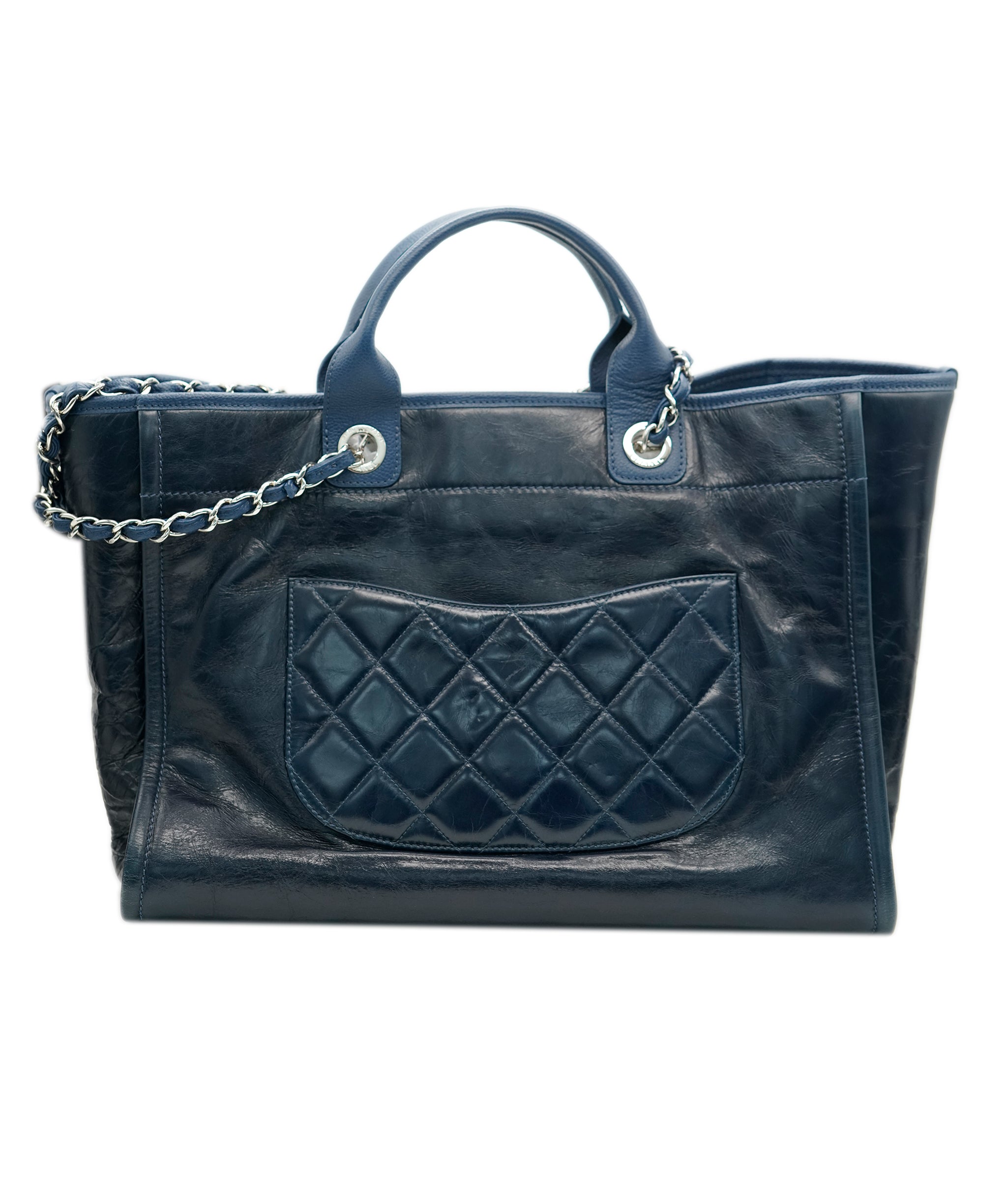 Chanel Deauville Navy Large Silver Hardware Bag  ALC1638