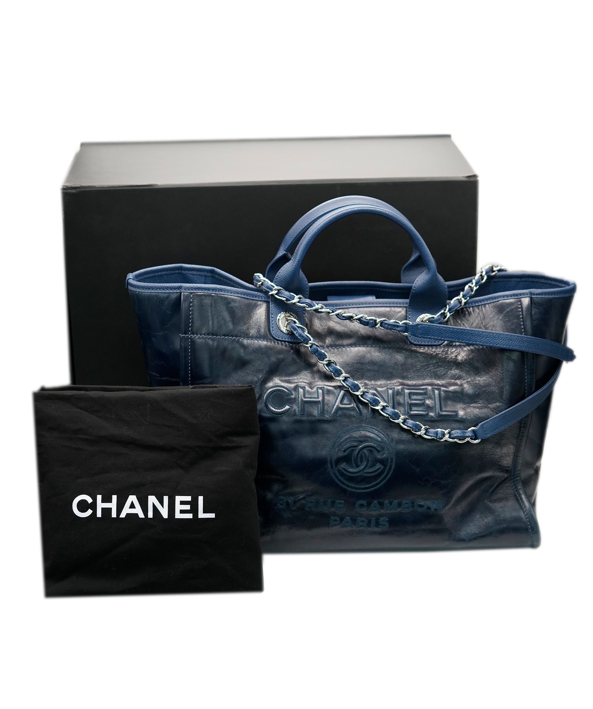 Chanel Deauville Navy Large Silver Hardware Bag  ALC1638