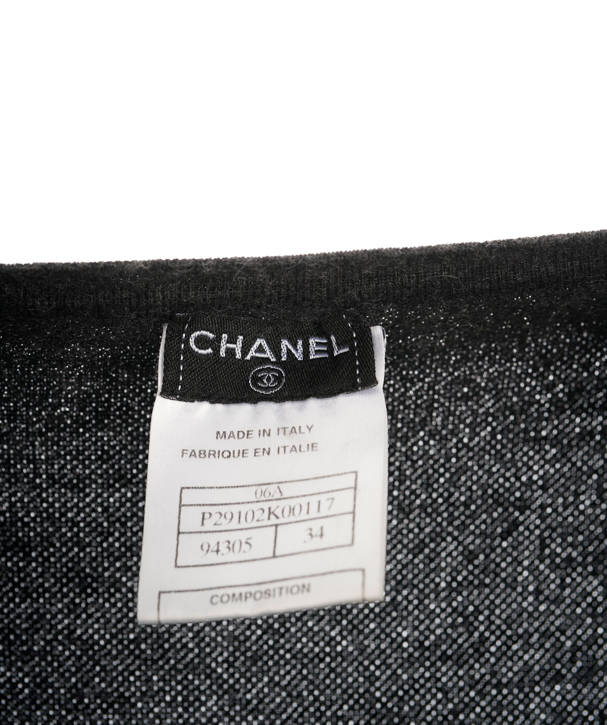 Chanel CC Pocket Cashmere Top Gray V - Neck DXBS0148