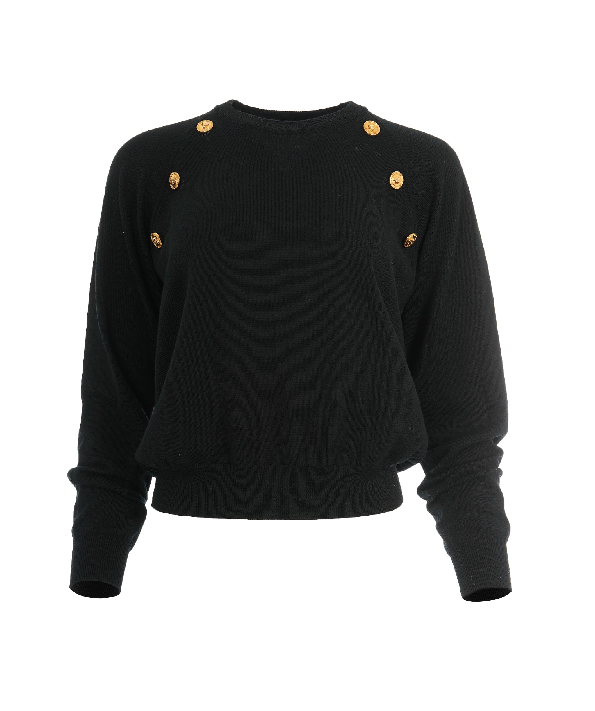 Versace black medusa embellished buttoned jumper ABL0012