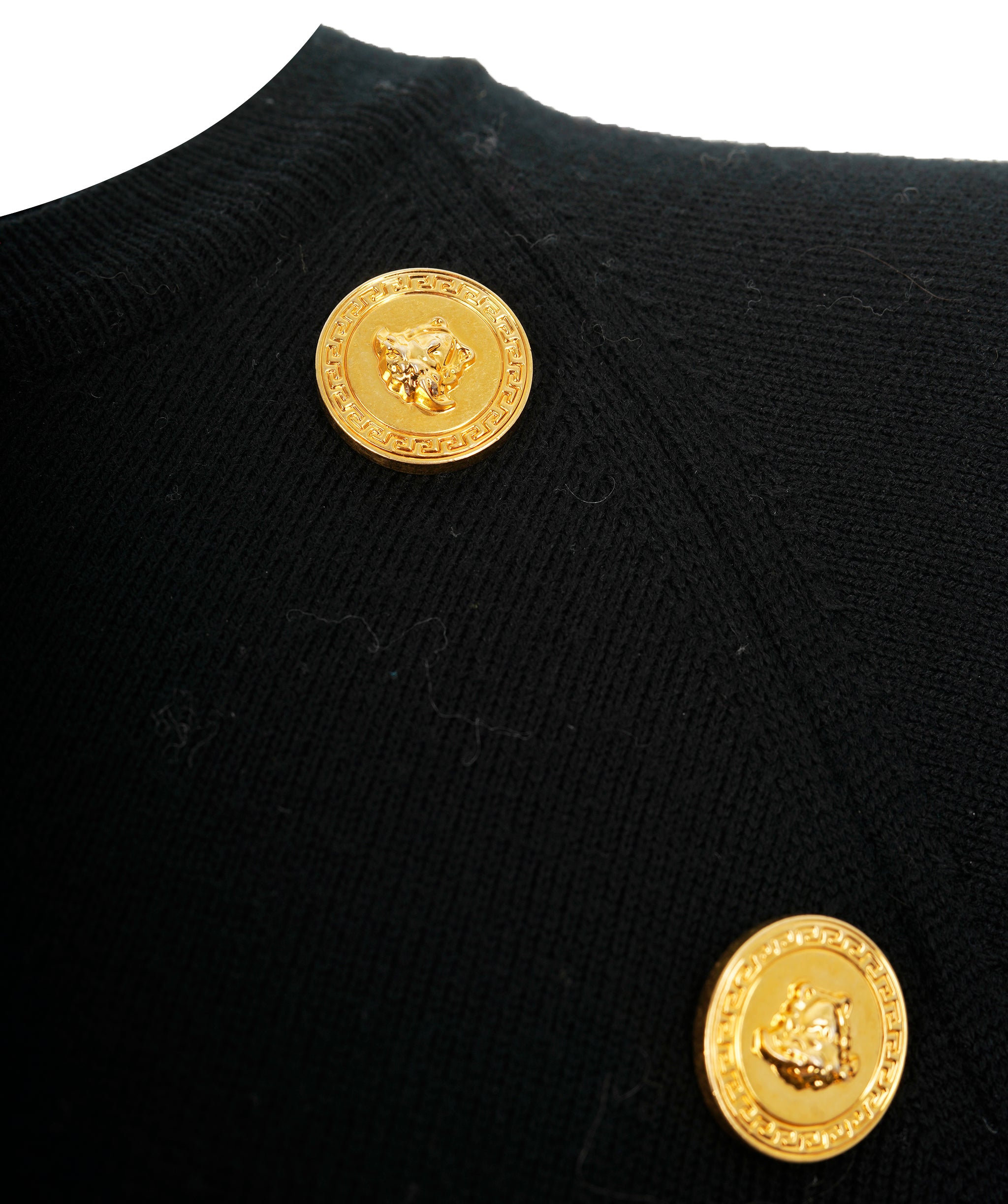 Versace black medusa embellished buttoned jumper ABL0012