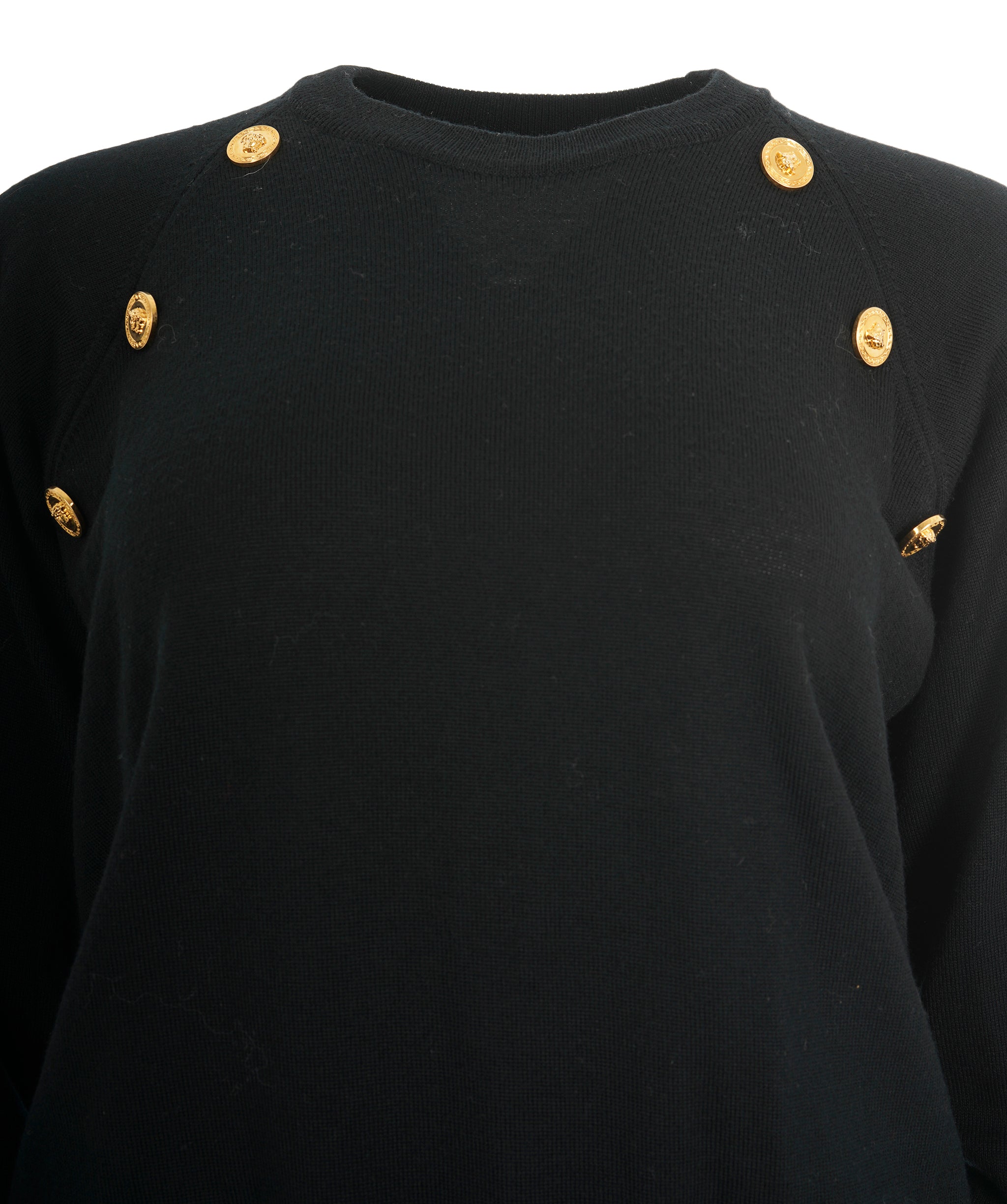 Versace black medusa embellished buttoned jumper ABL0012