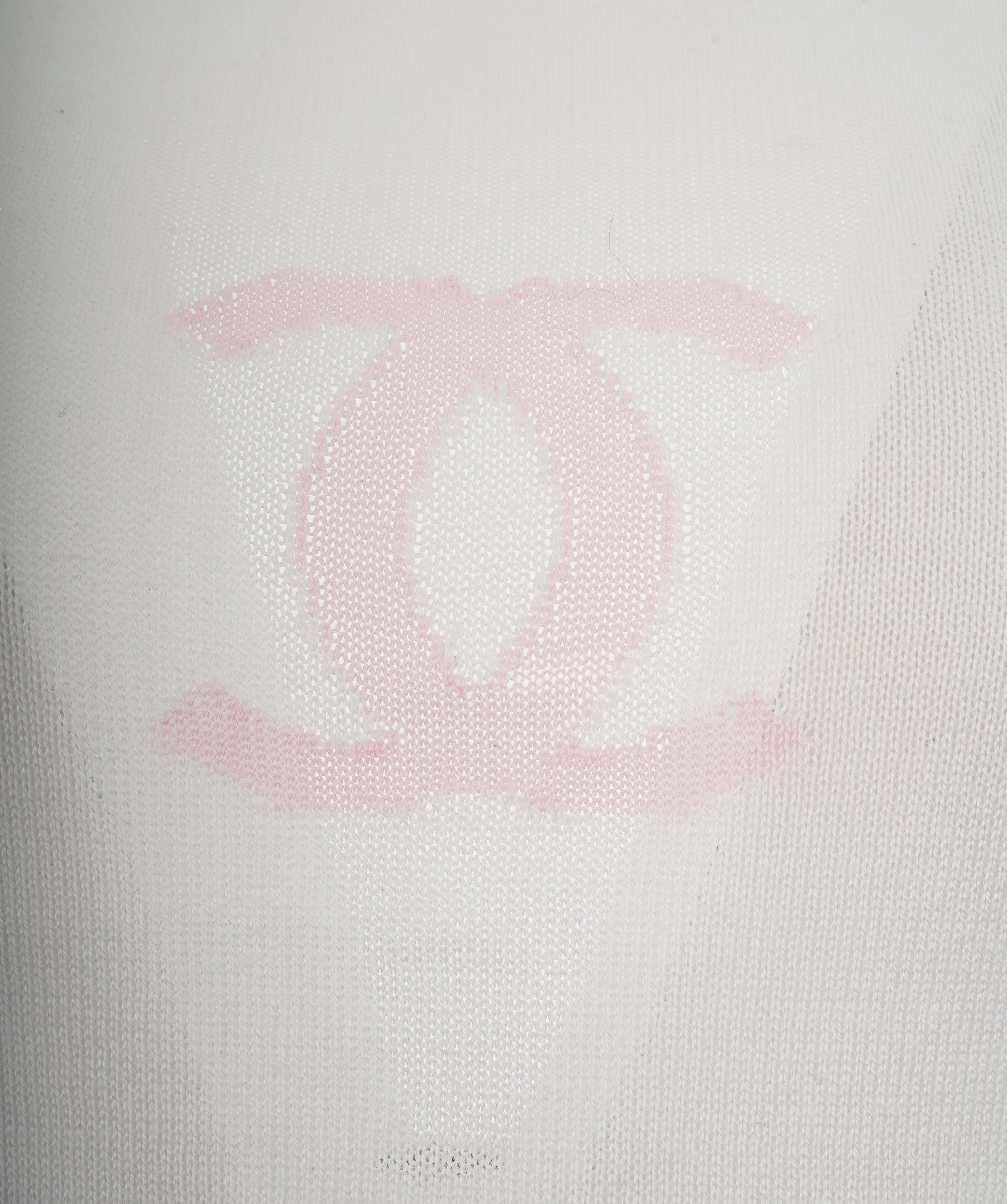 Chanel CC knit Tank Top White Pink DXBS0158