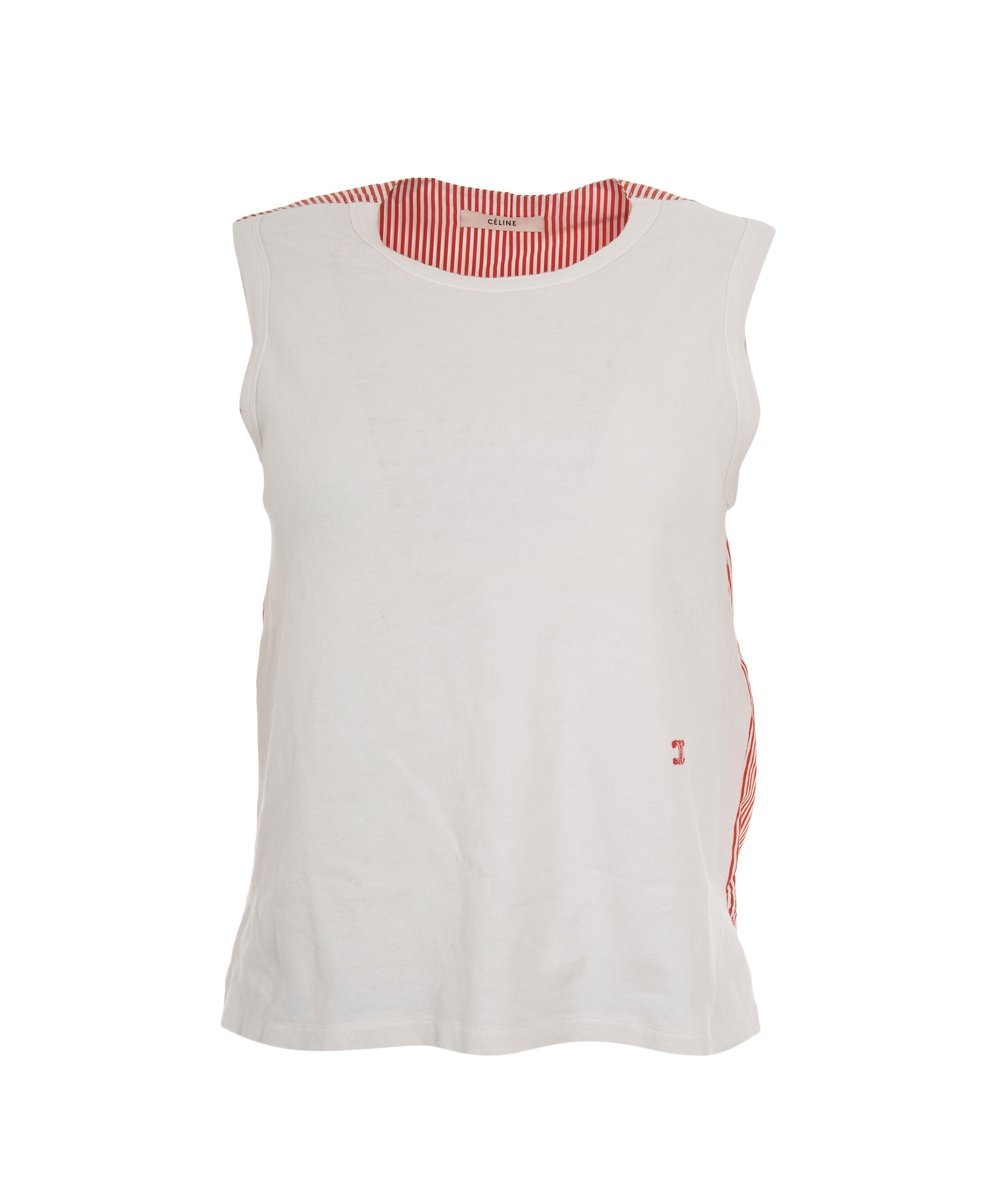 Celine Tank Top Cotton White Red DXBS0159