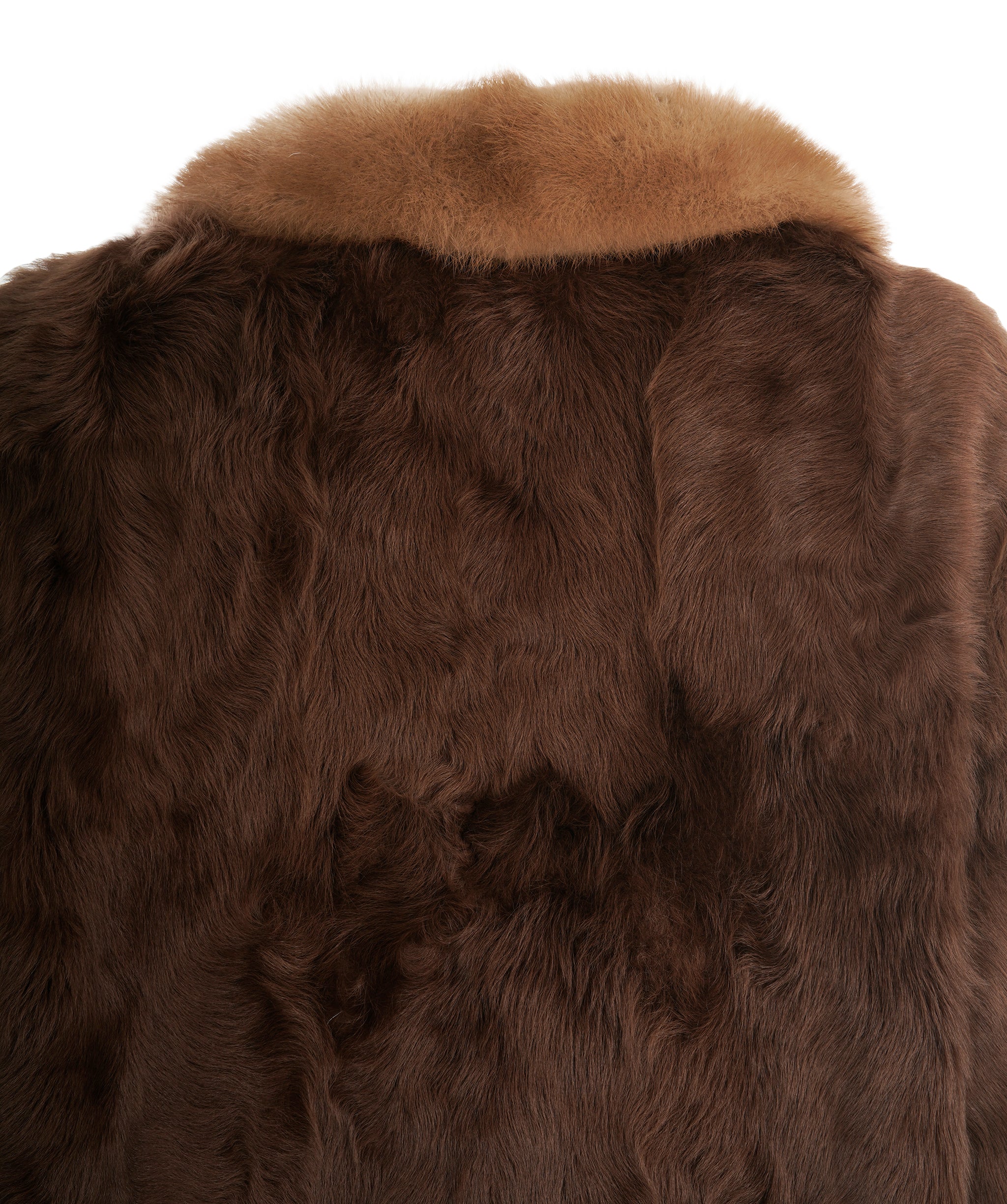 Vintage two tone brown long genuine fur coat ABL0007