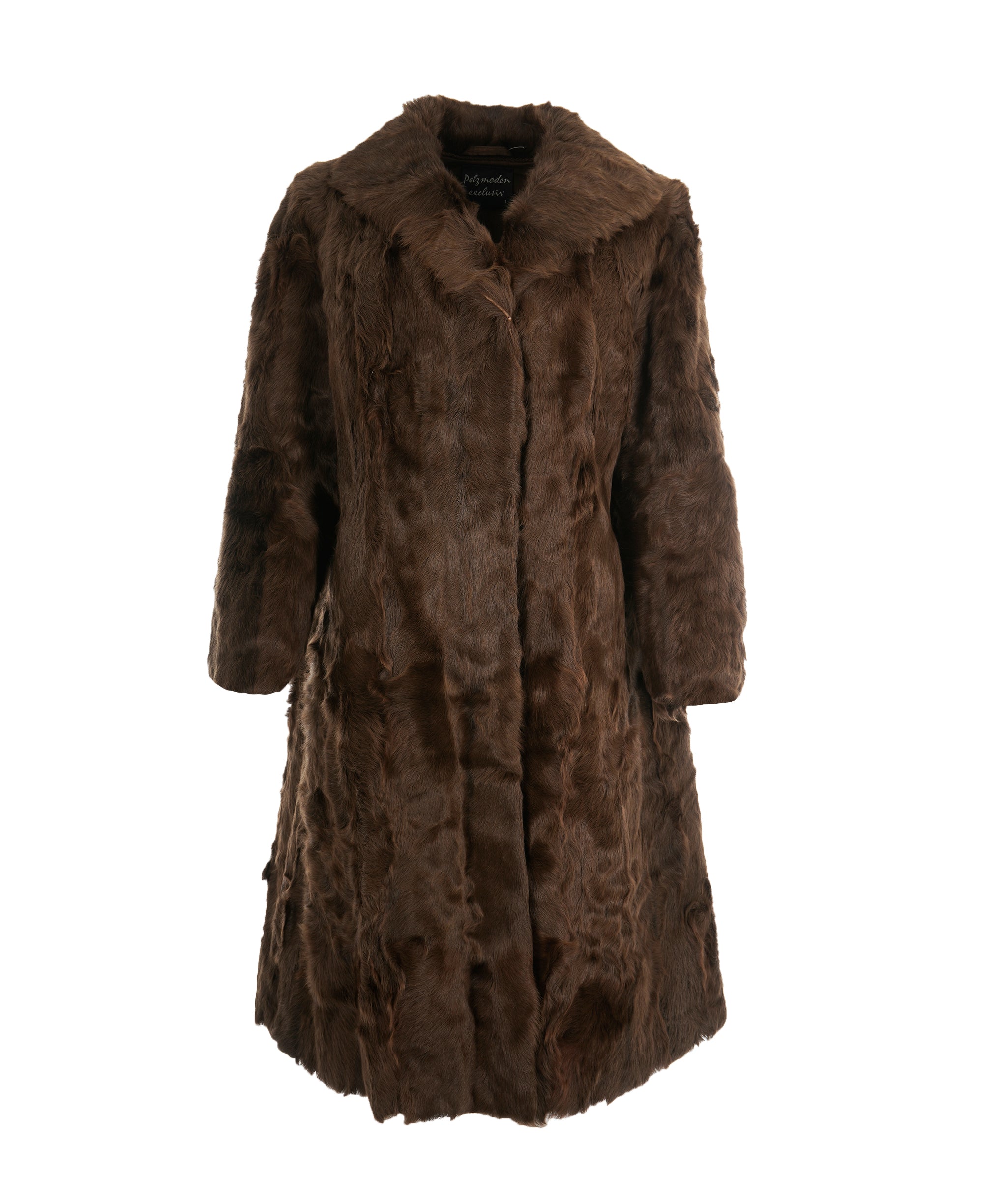 Vintage dark brown long genuine fur coat  ABL0010