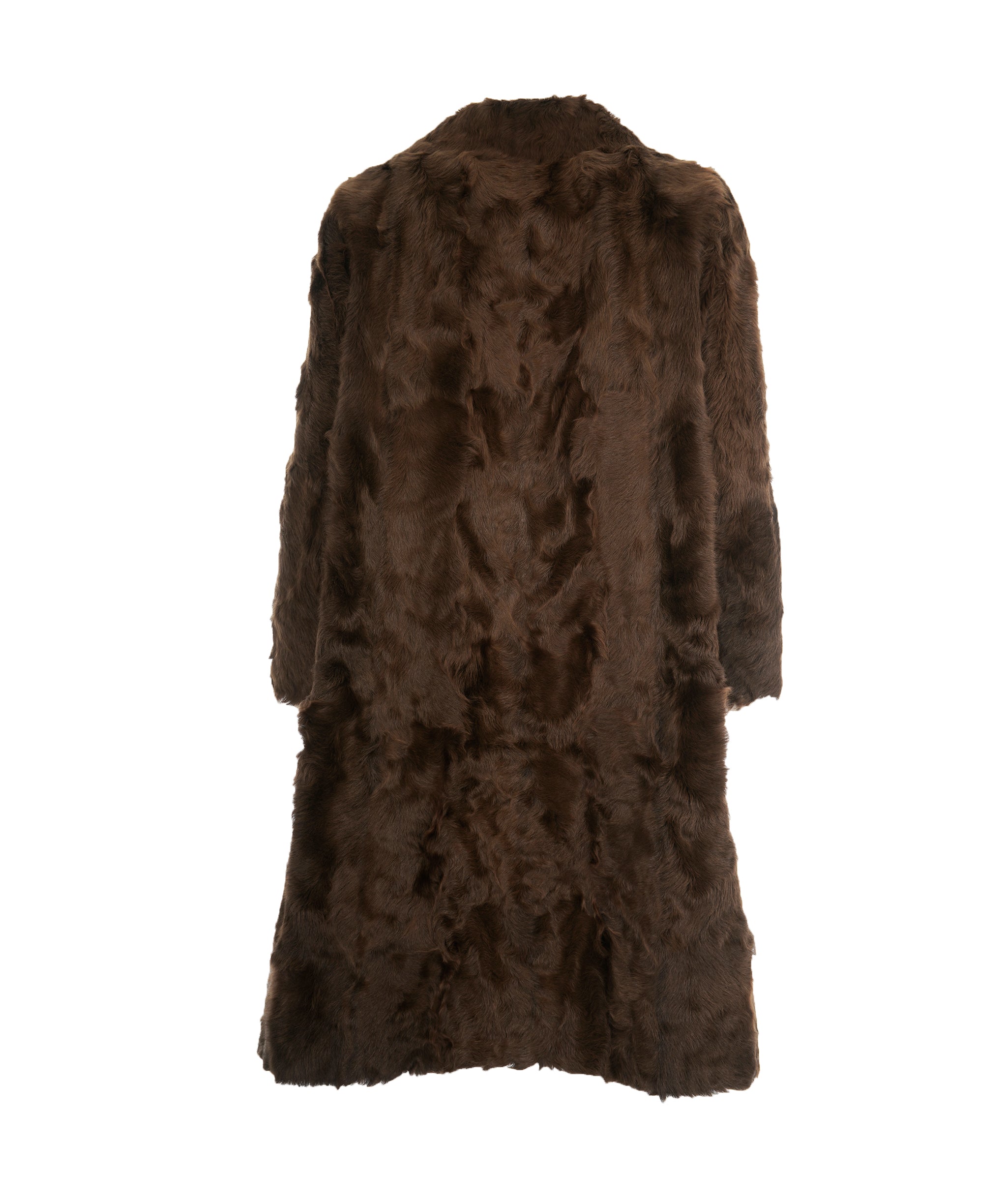 Vintage dark brown long genuine fur coat  ABL0010