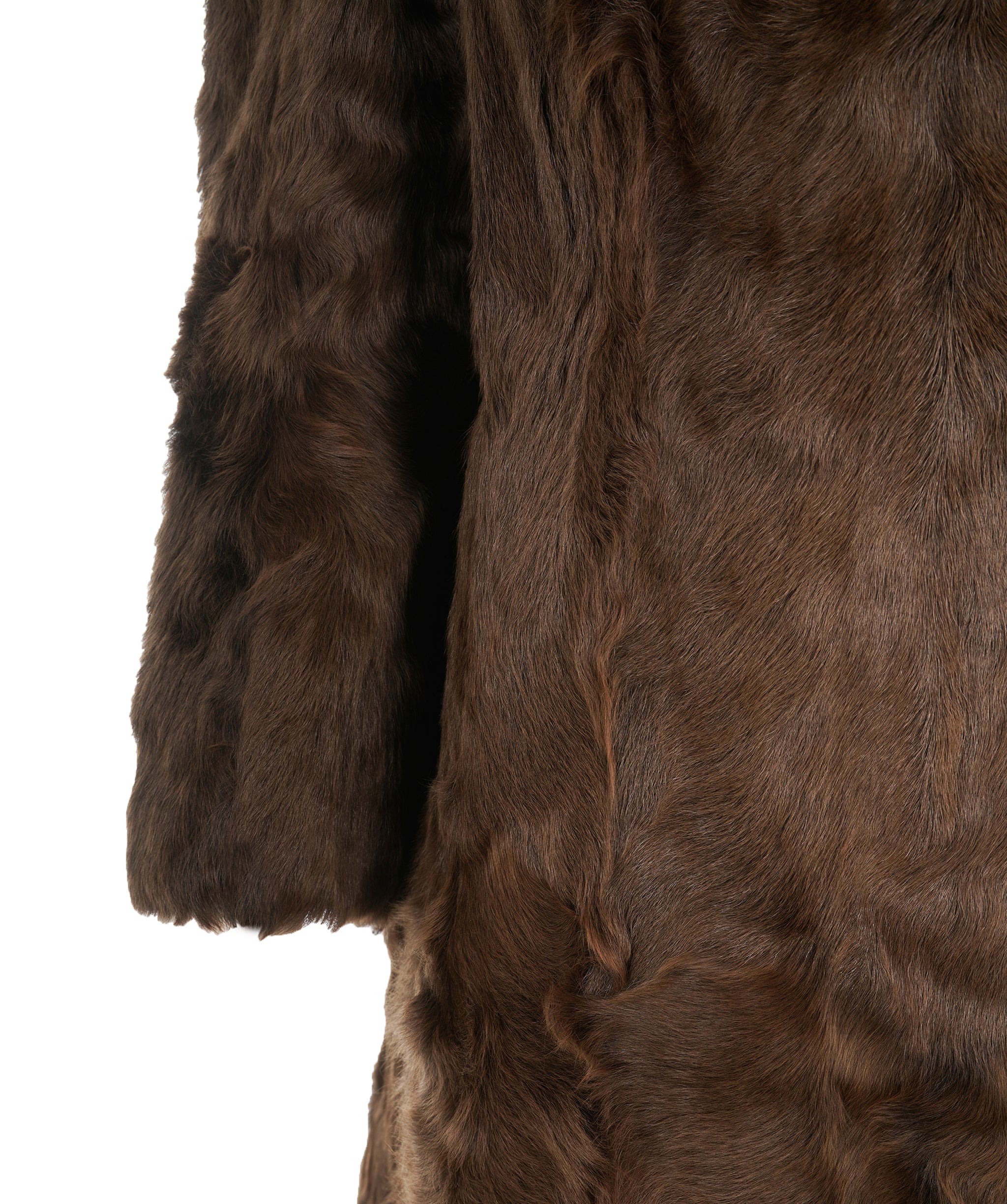 Vintage dark brown long genuine fur coat  ABL0010