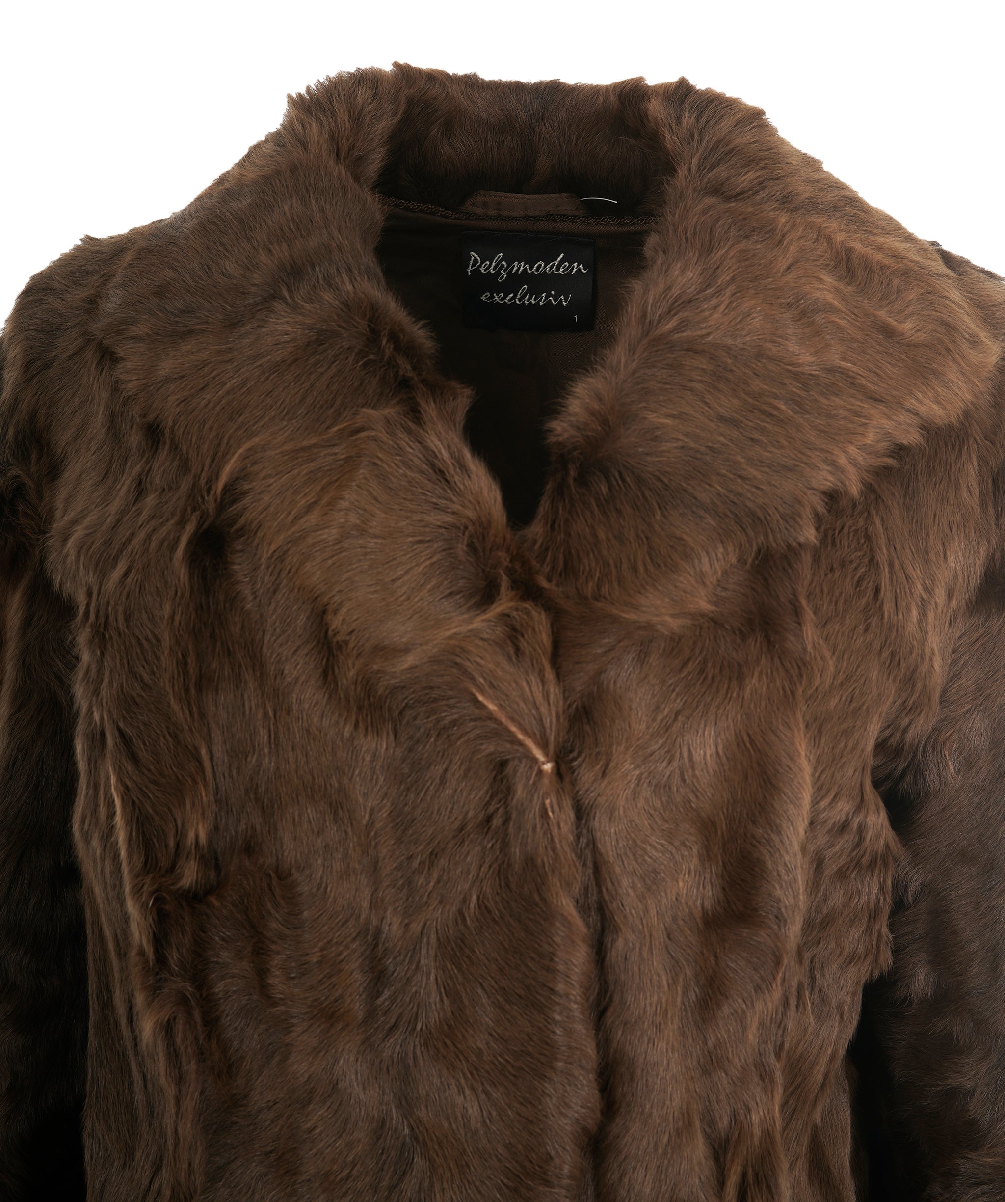 Vintage dark brown long genuine fur coat  ABL0010