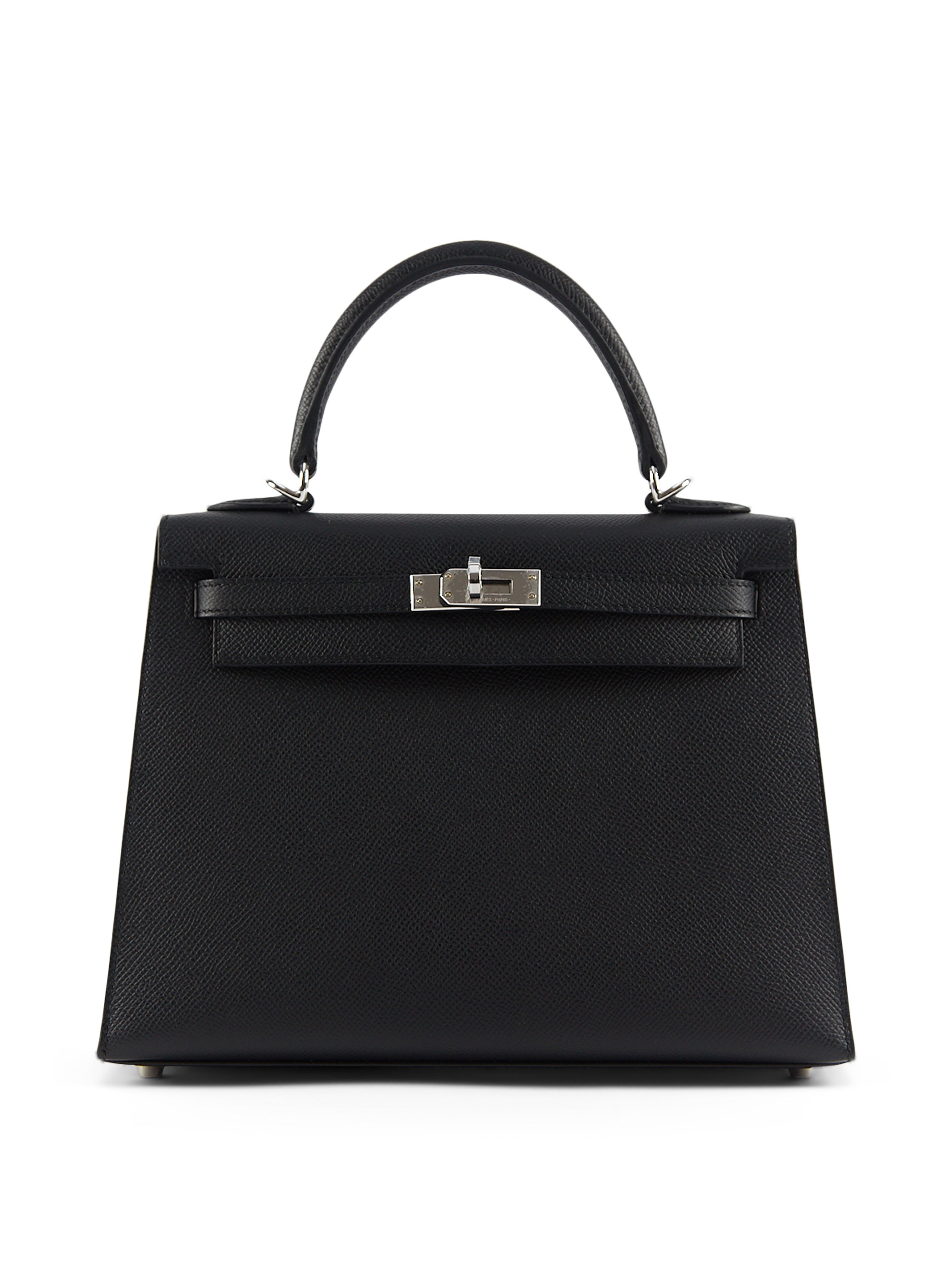 HERMÈS KELLY 25CM BLACK Epsom Leather with Palladium Hardware