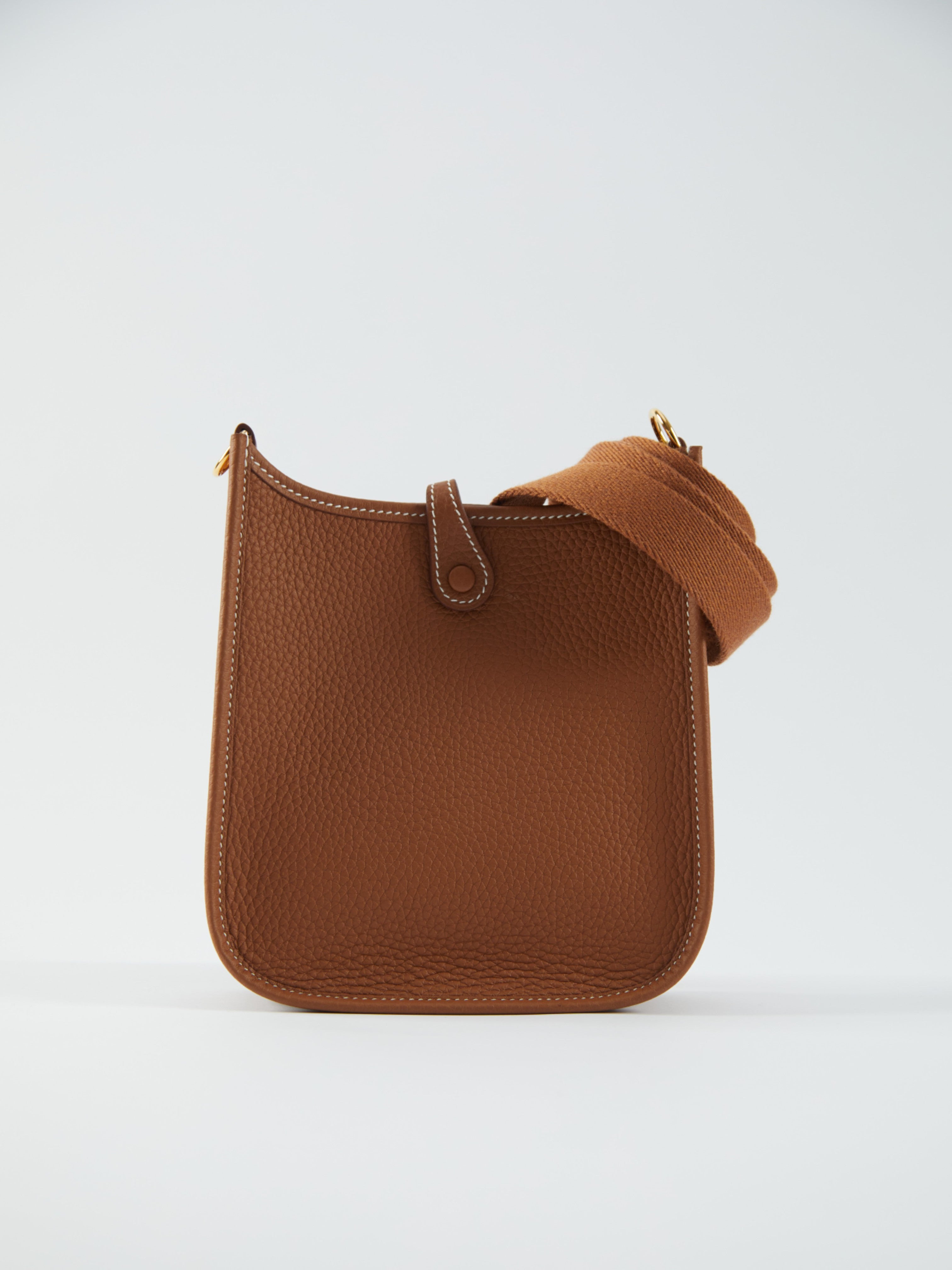 HERMÈS MINI EVELYNE TPM GOLD Clemence Leather with Gold Hardware