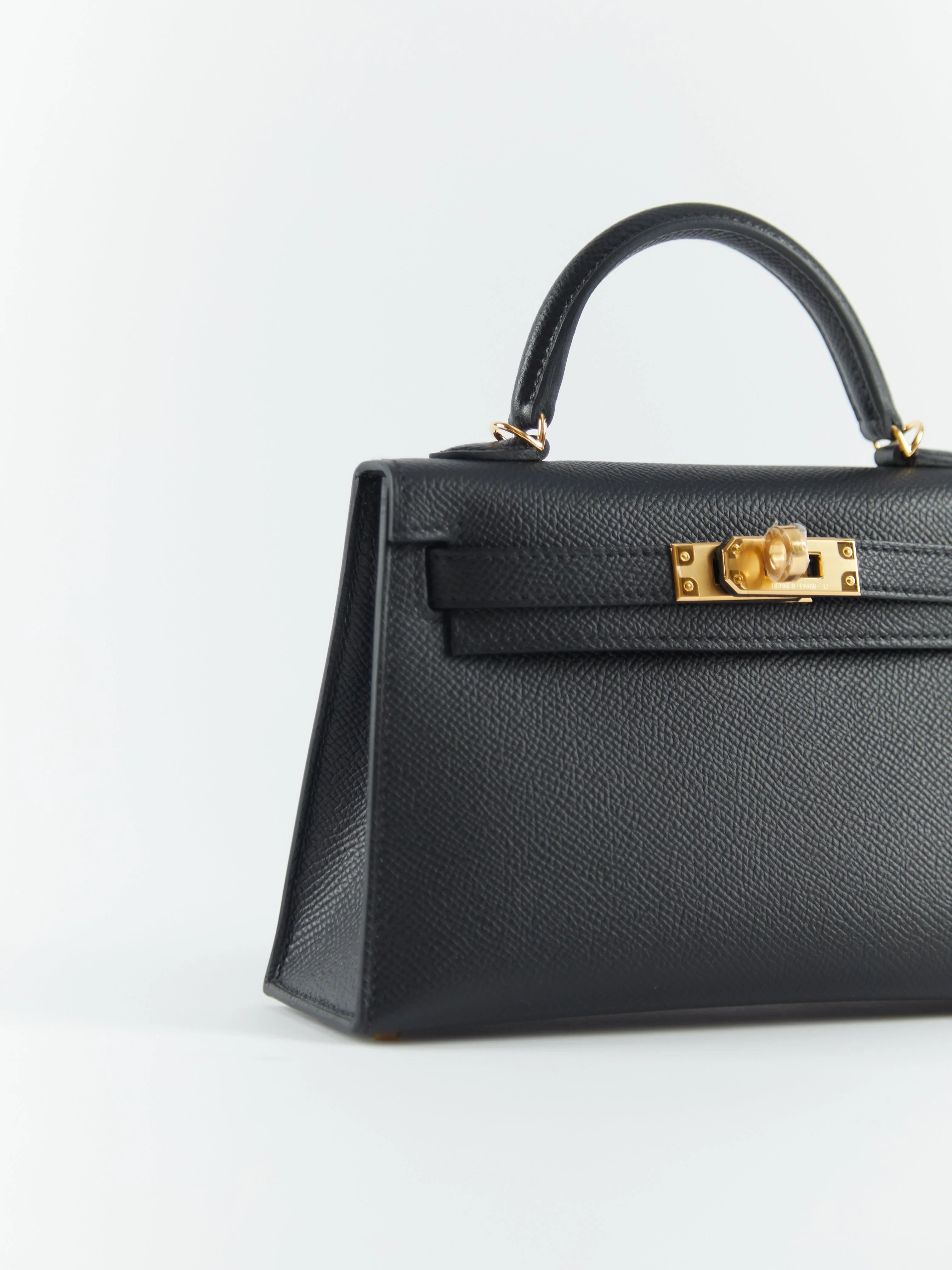 HERMÈS MINI KELLY II 20CM BLACK Epsom Leather with Gold Hardware