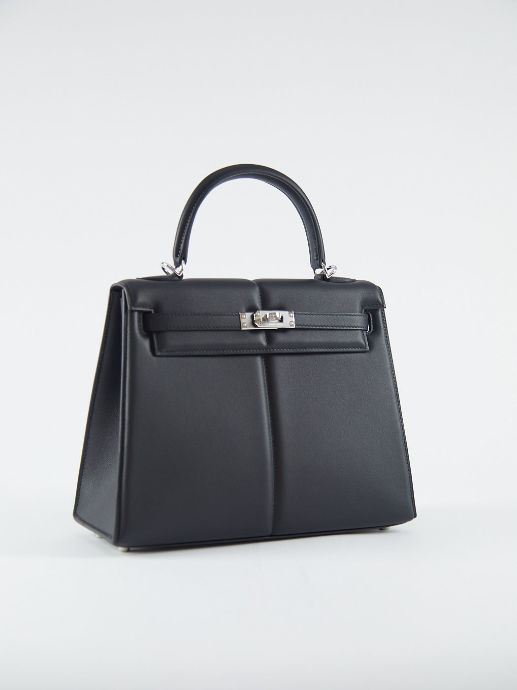 HERMÈS PADDED KELLY 25CM SELLIER BLACK Swift Leather with Palladium Hardware