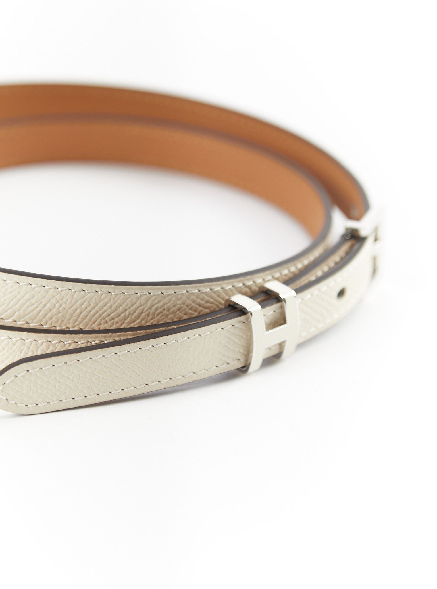 HERMÈS POP H 15 BELT 85 CRAIE Epsom Leather with Palladium Hardware