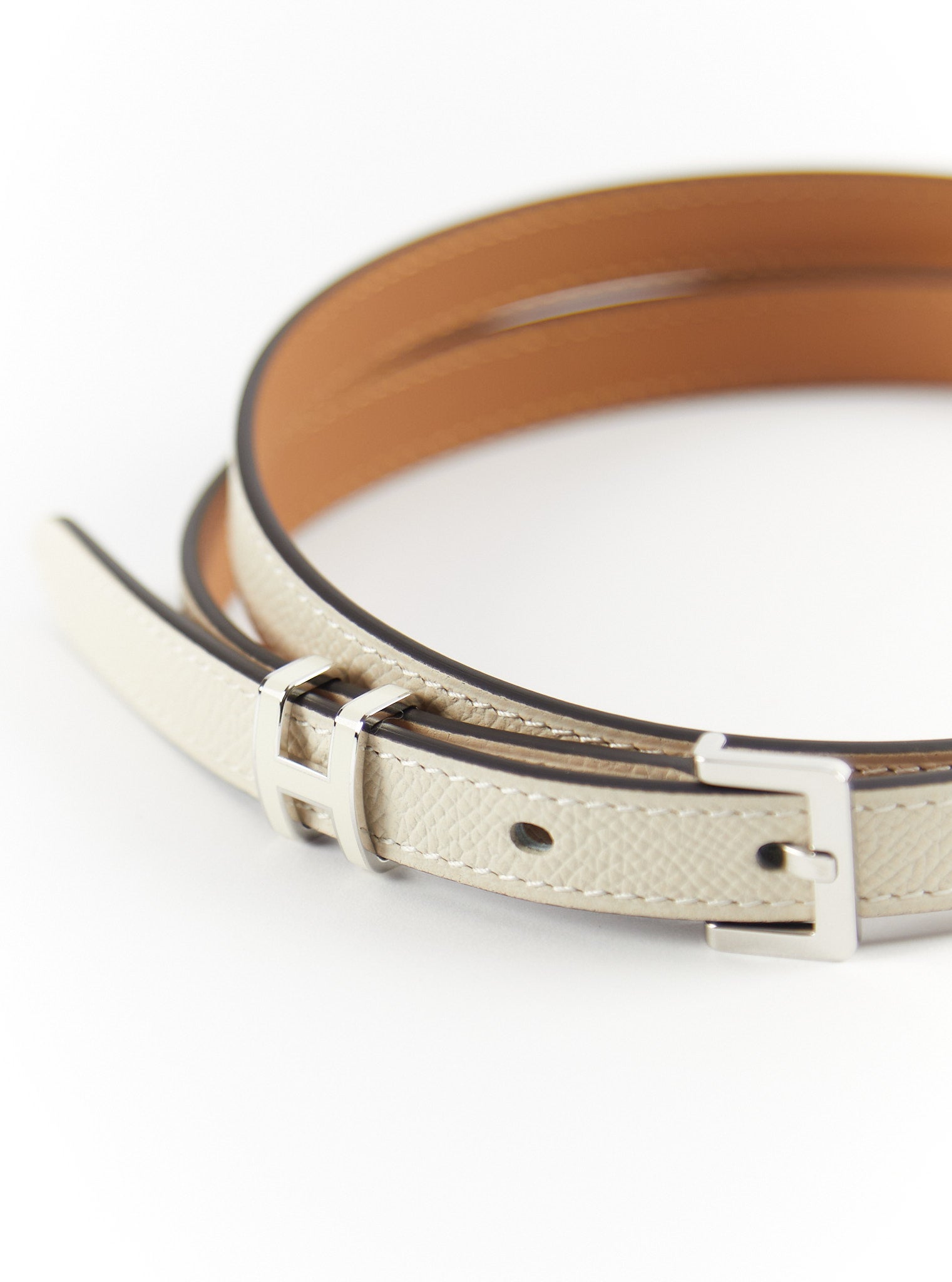 HERMÈS POP H 15 BELT 85 CRAIE Epsom Leather with Palladium Hardware