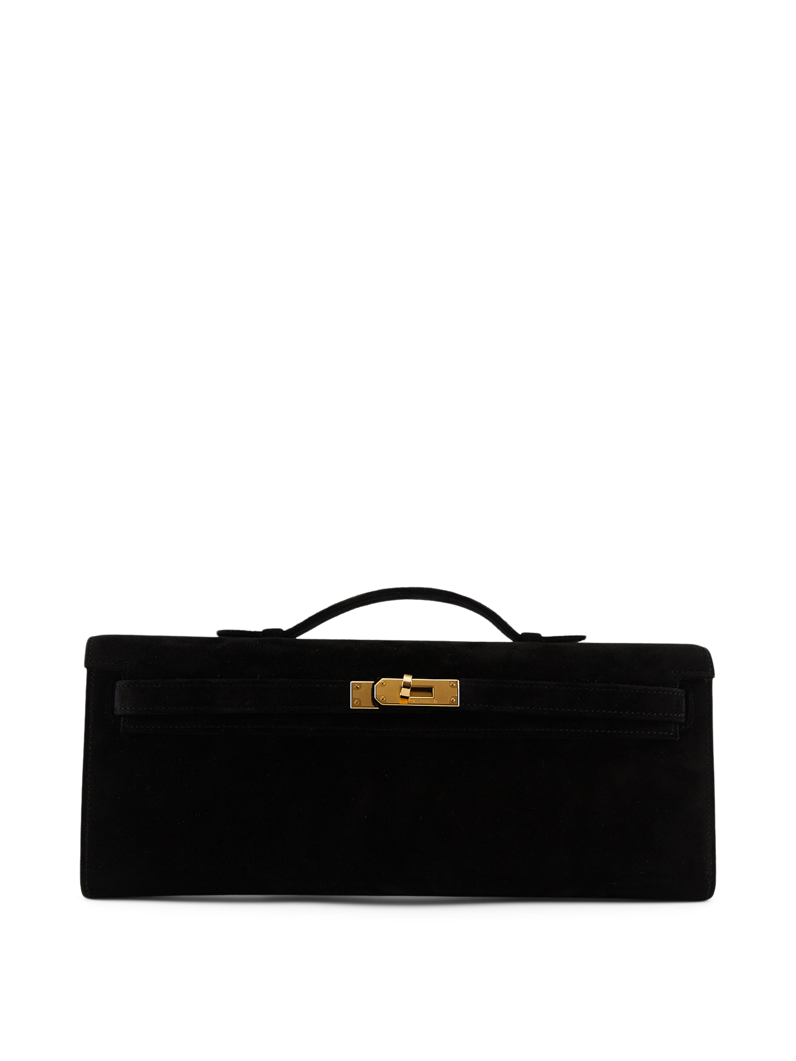 HERMÈS KELLY CUT BLACK Suede Doblis Leather with Gold Hardware