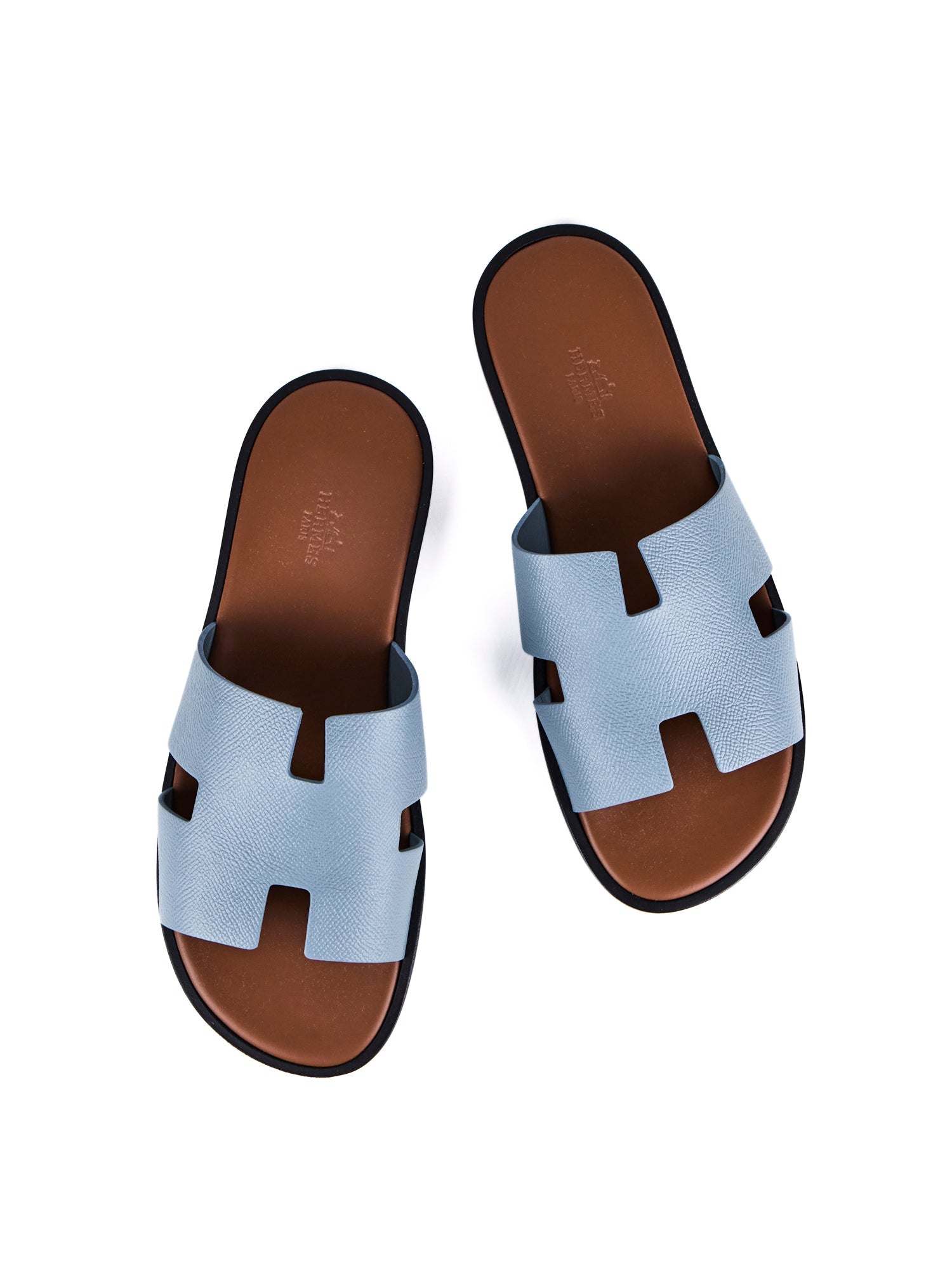 HERMÈS IZMIR SANDAL Blue Allure & Brun Acajou - Size 41