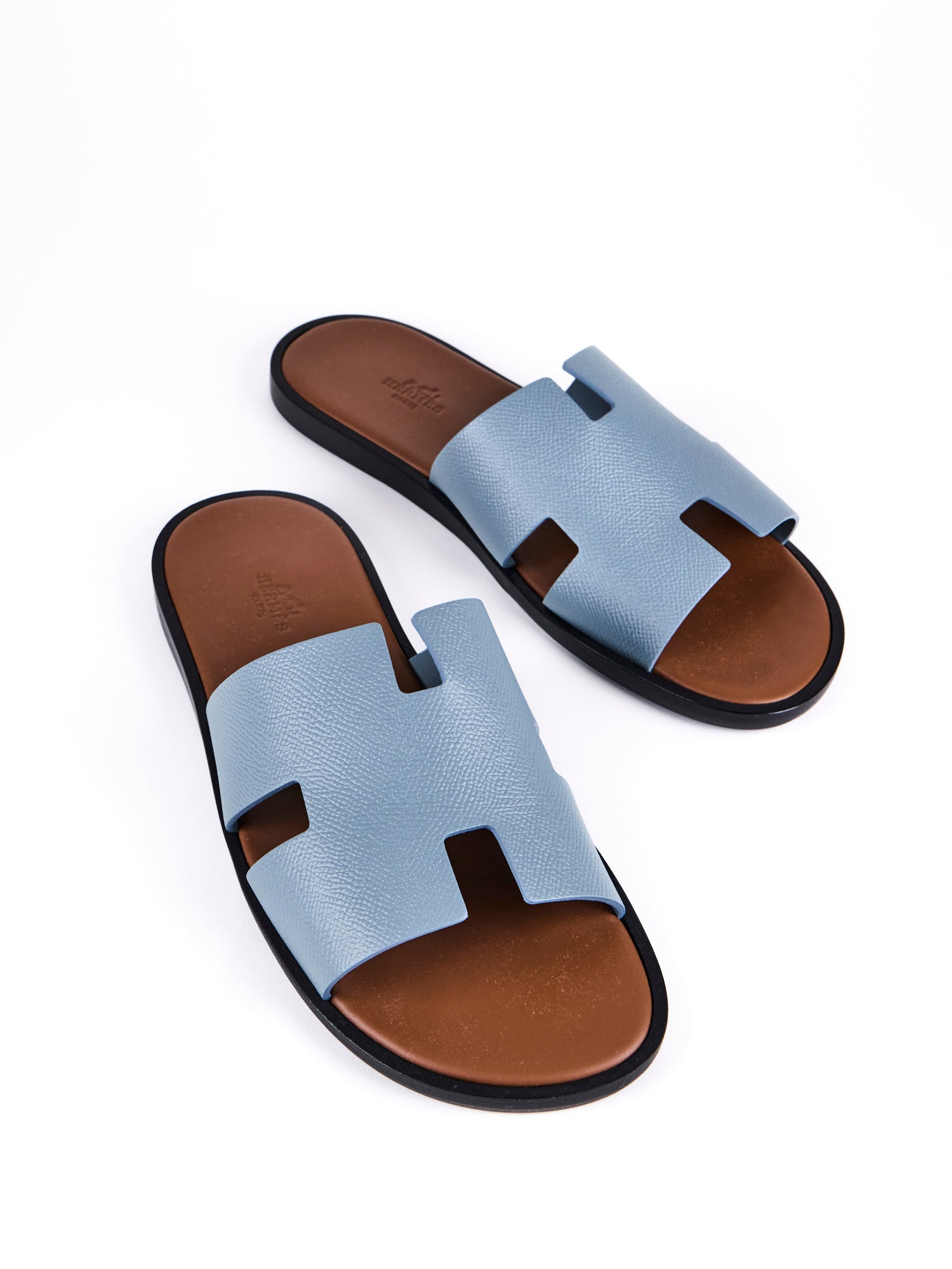 HERMÈS IZMIR SANDAL Blue Allure & Brun Acajou - Size 41