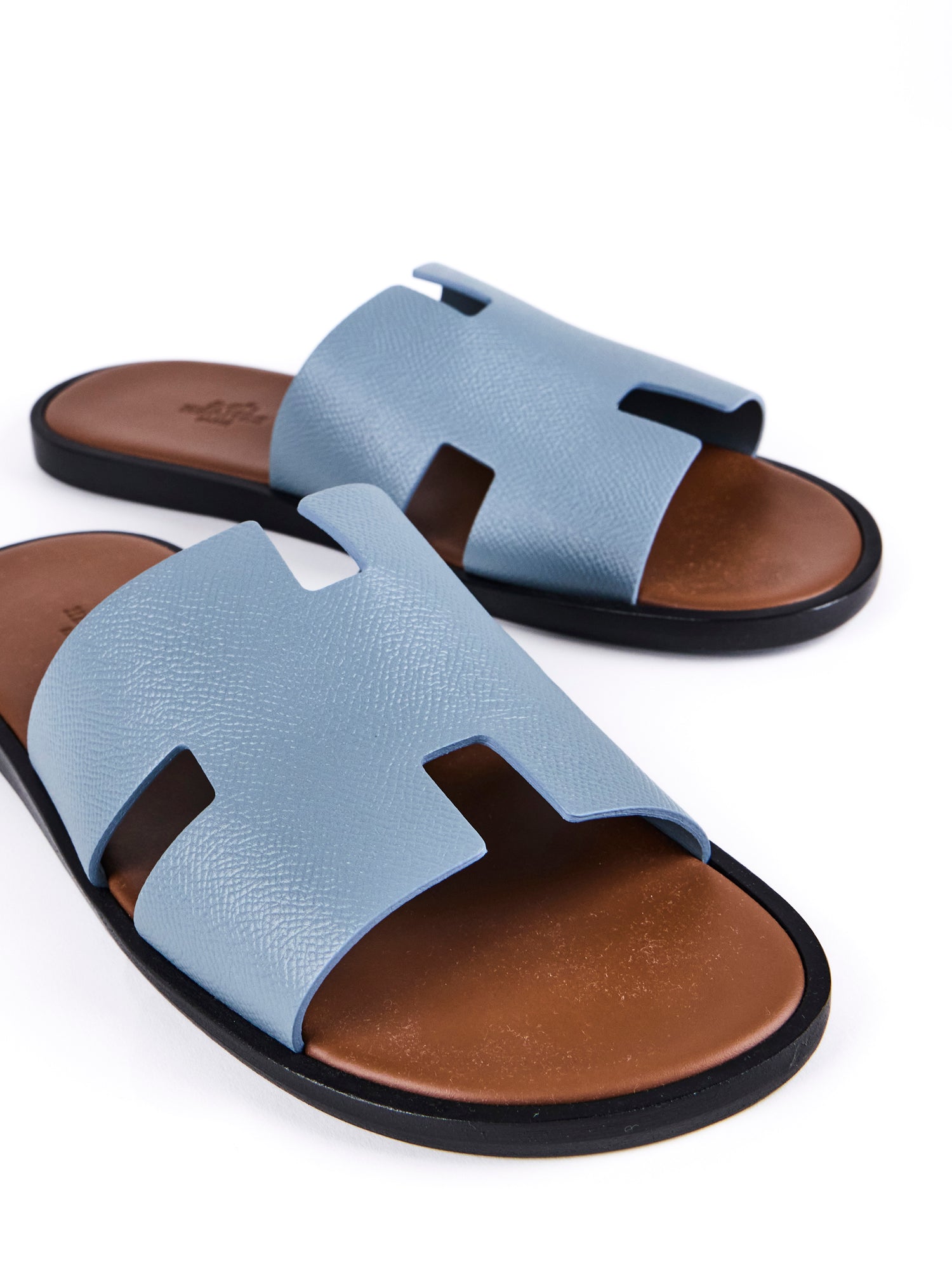 HERMÈS IZMIR SANDAL Blue Allure & Brun Acajou - Size 41