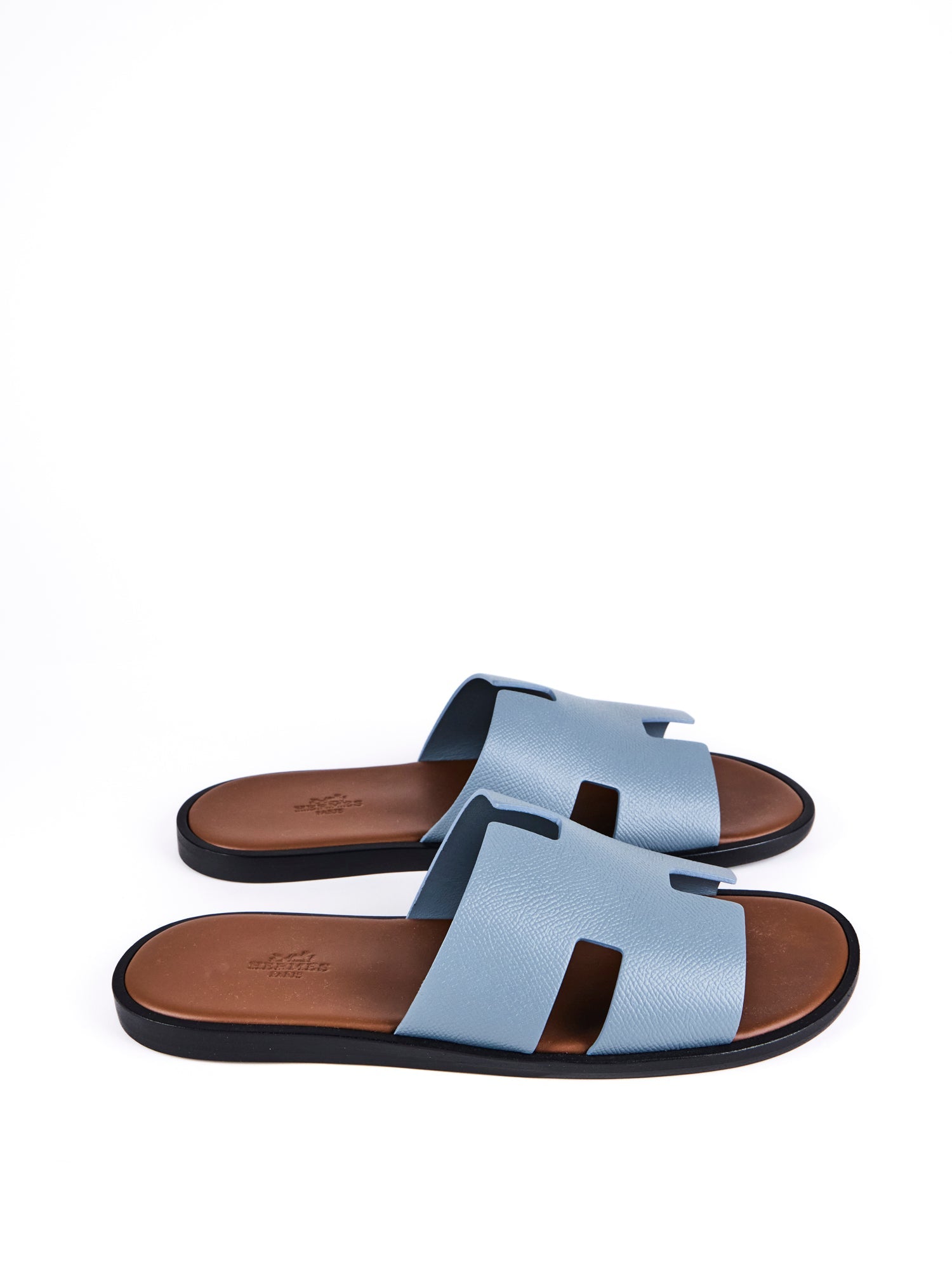 HERMÈS IZMIR SANDAL Blue Allure & Brun Acajou - Size 41