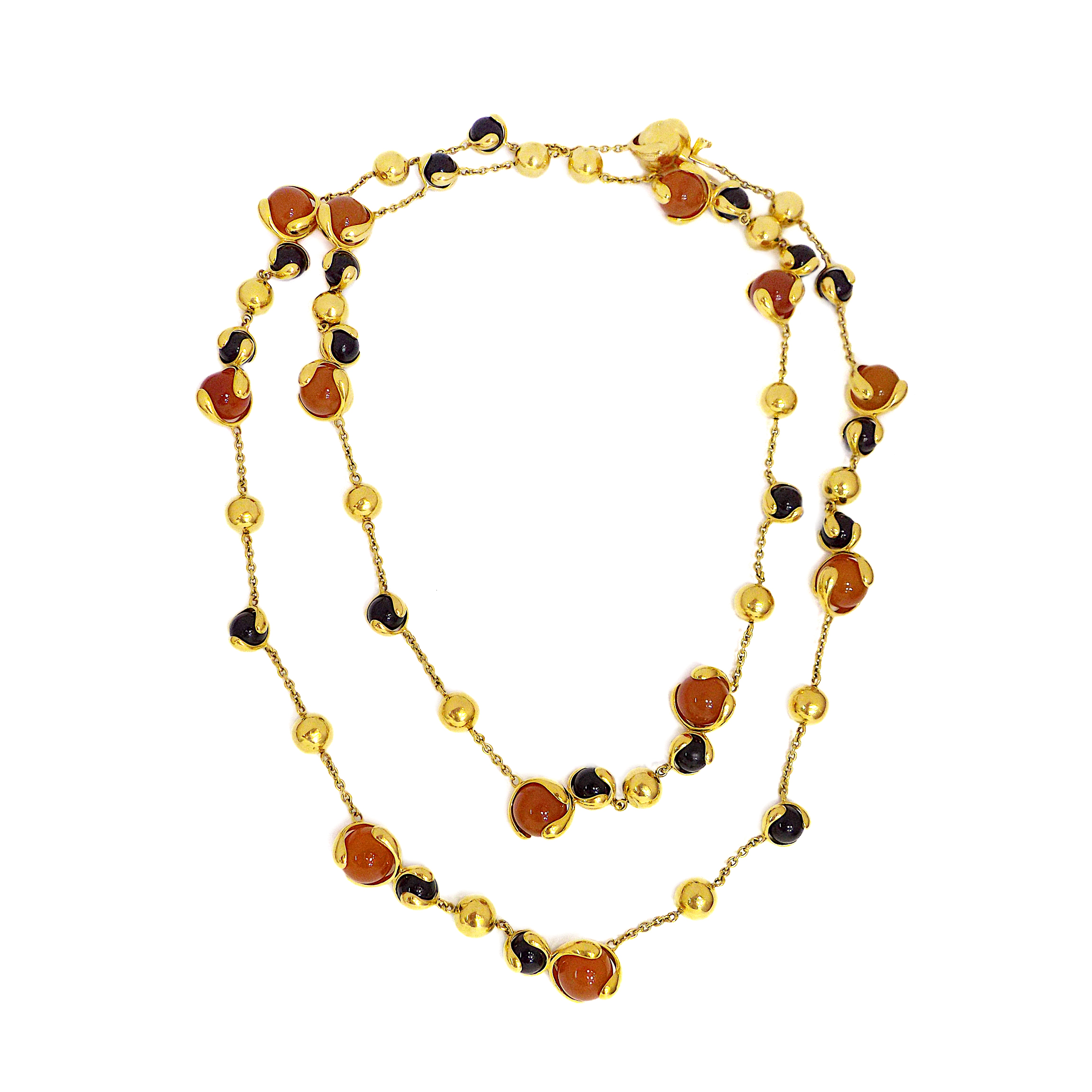 Marina B Cardan Collection Necklace 1980s - onyx, carnelian and gold  ASC5100