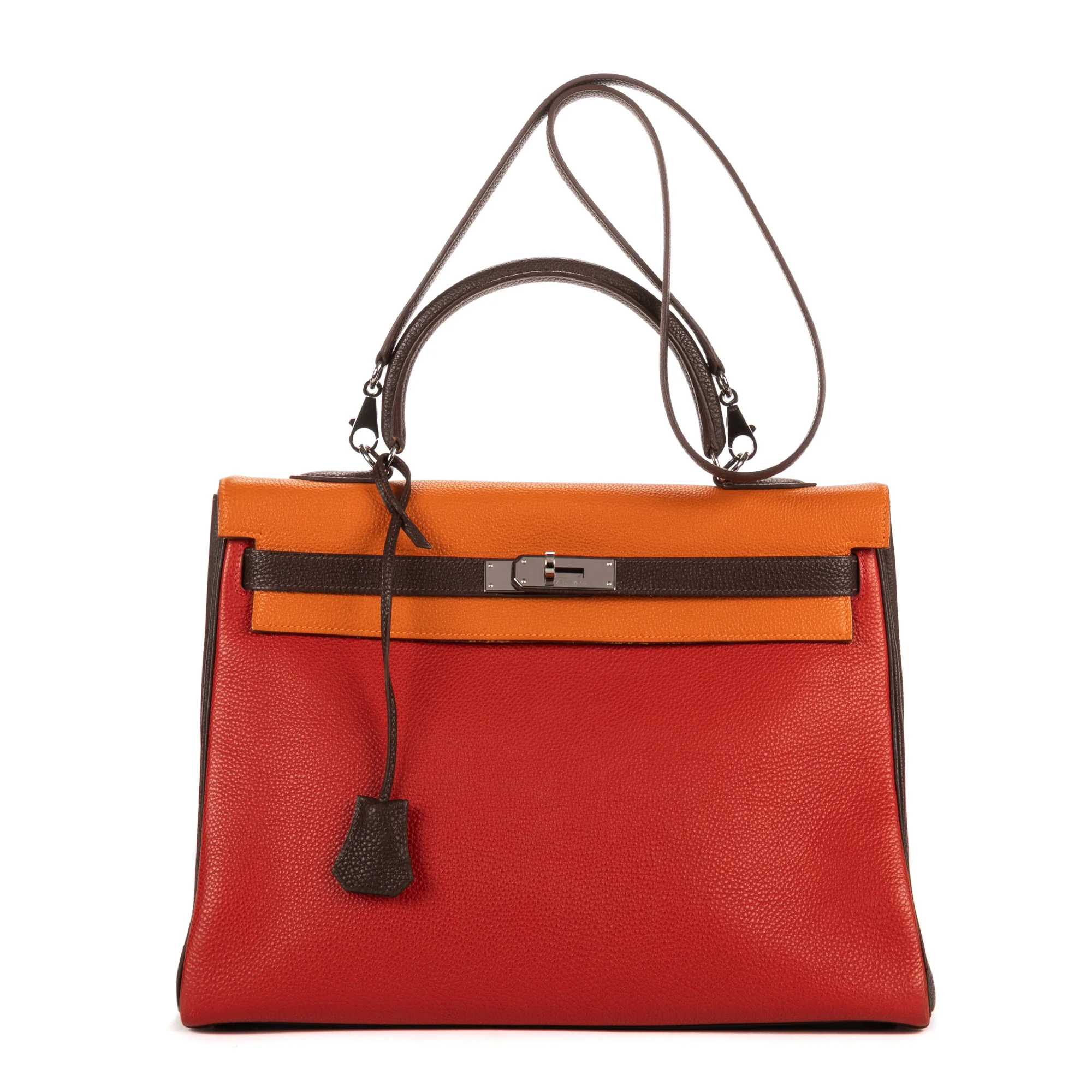 Hermès Red/Chocolate Brown/Vermillon Calf Leather Kelly 35 Retourne OAG9976