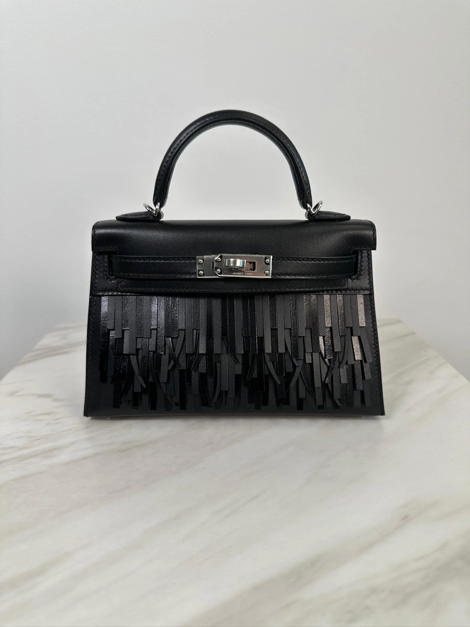 Hermès Mini Kelly Pampille Black Palladium Hardware