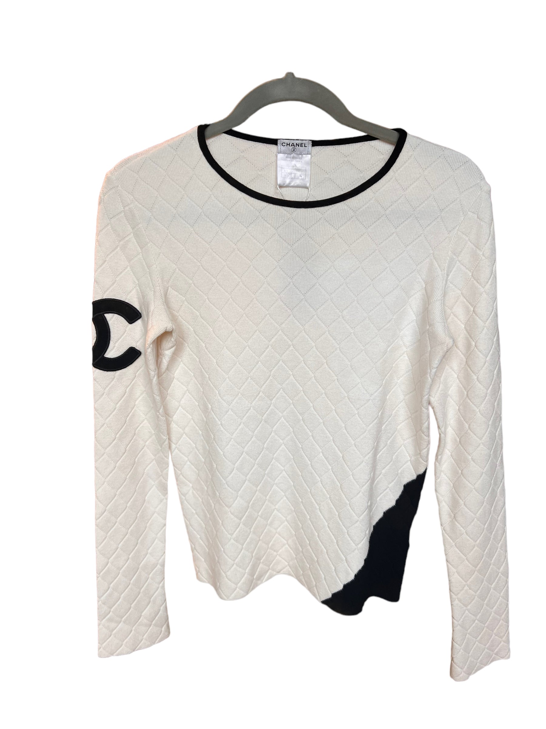 Chanel CC Cambon Sweater White Black ASL10710