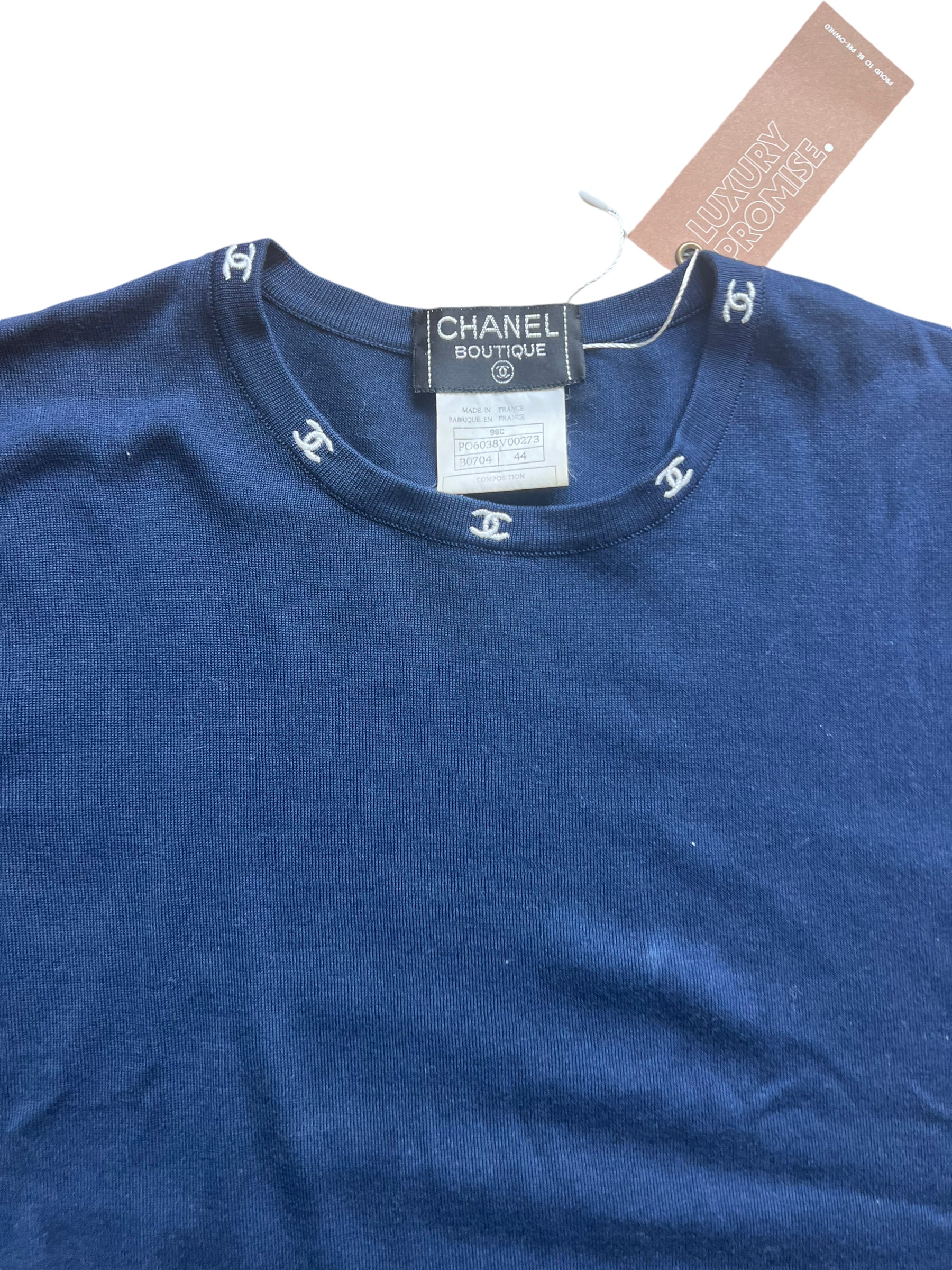 Chanel Small CC Stitch Top Navy DXBS0563