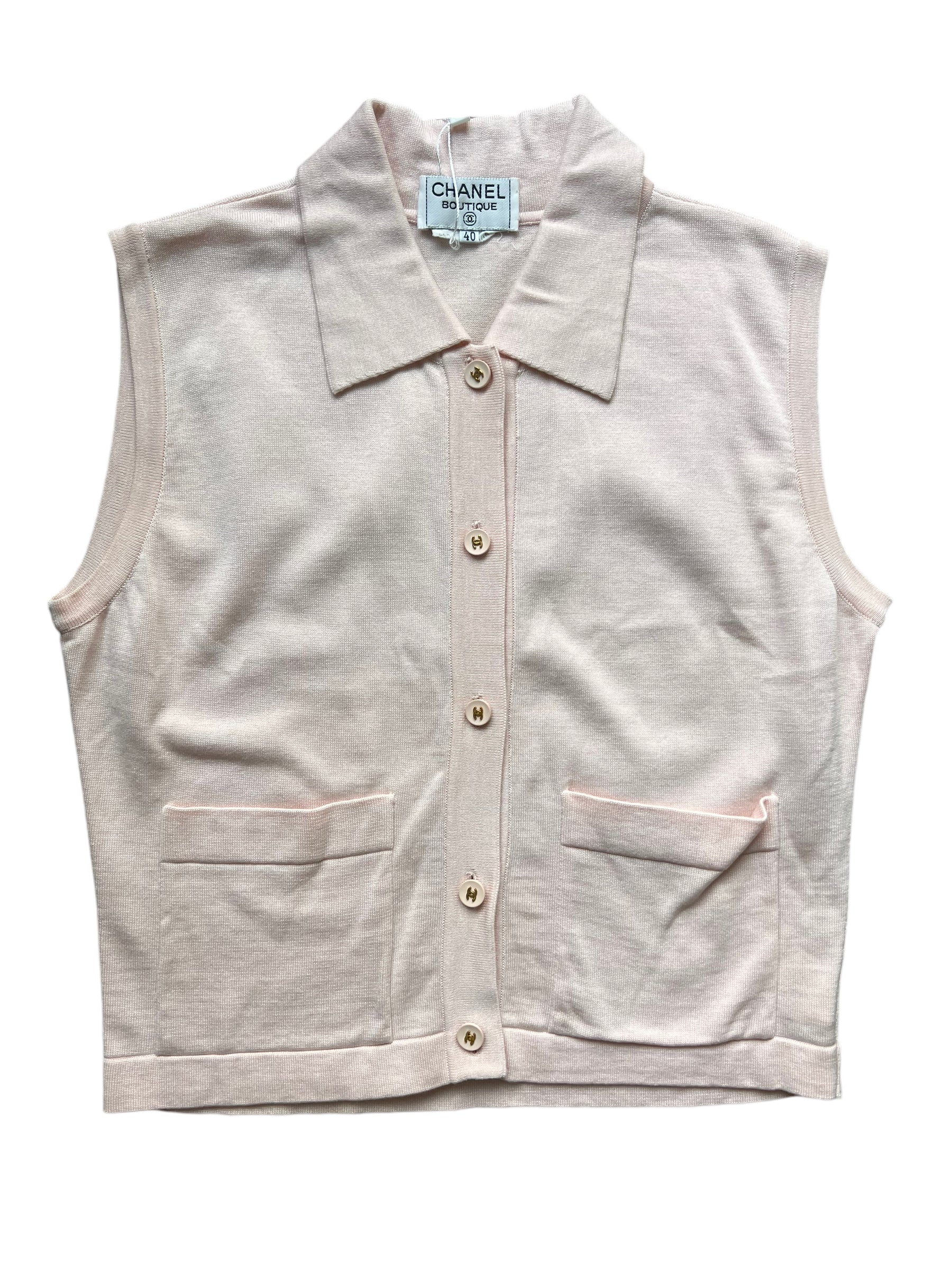 Chanel CC Buttons Cropped Vest Pink DXBS0567