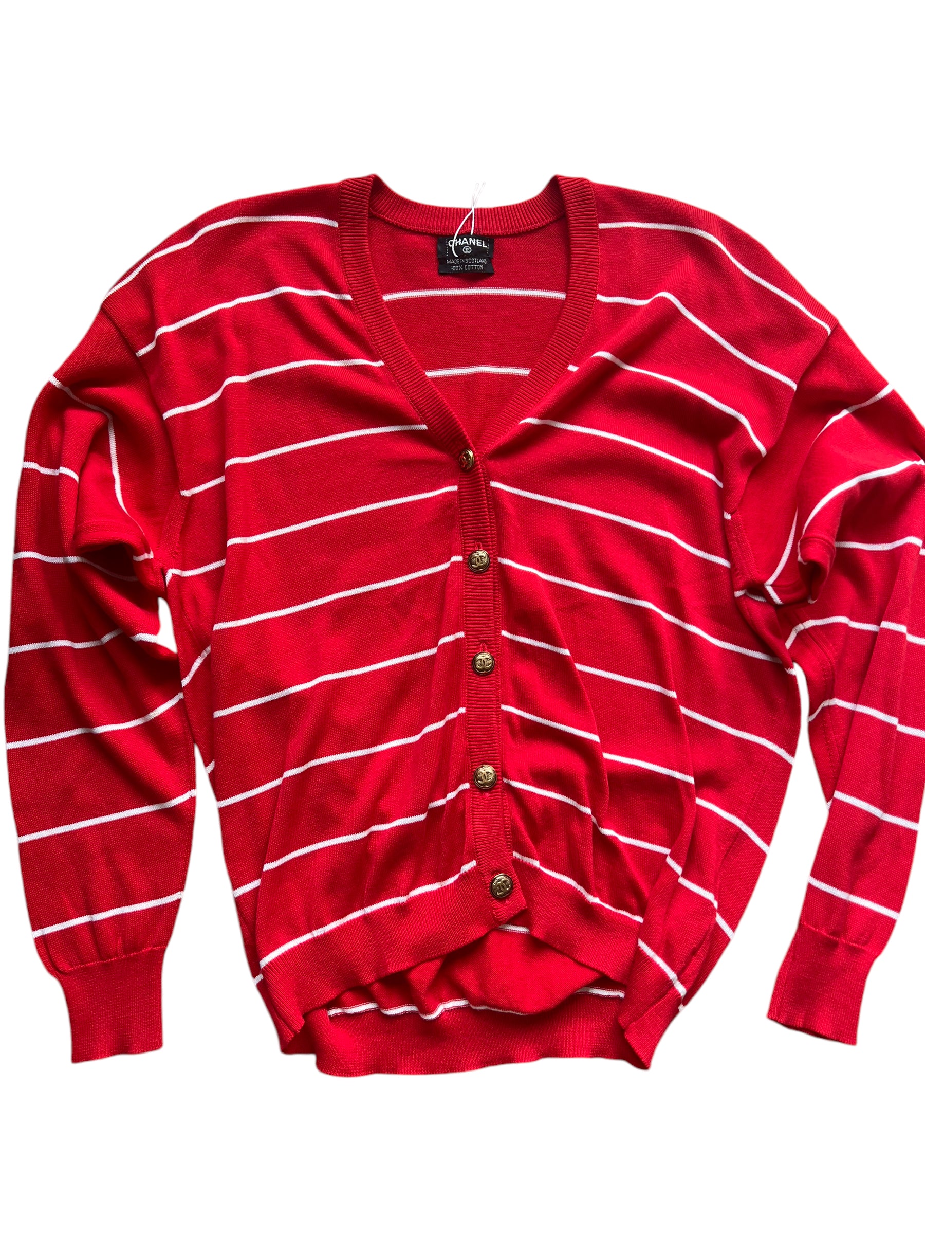 Chanel Stripe Cardigan Red DXBS0566