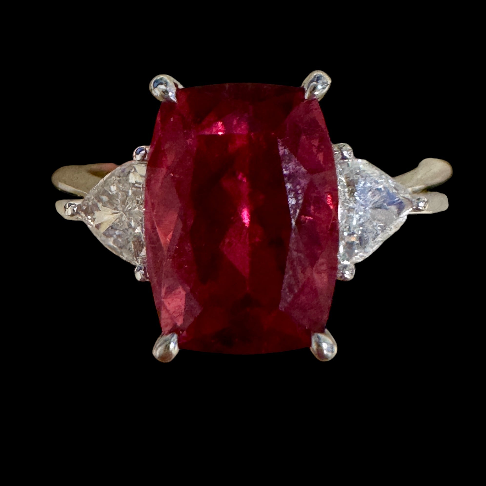 Natural 3.73ct Fushia Rose "Rubelite" Tourmaline & Diamond Ring Set in 18K White Gold