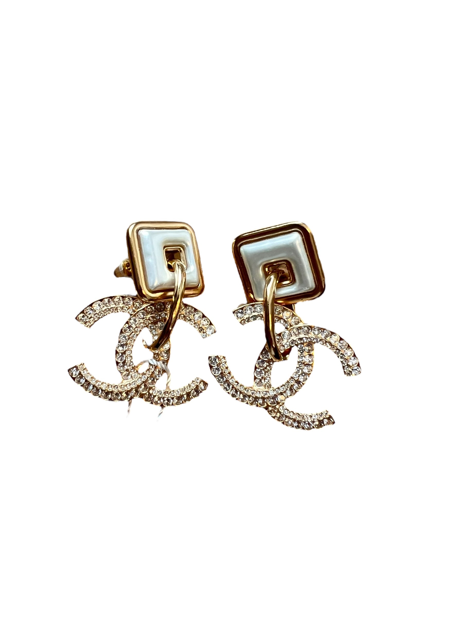 Chanel Large CC Drop Earrings with MOP  DXBK0136