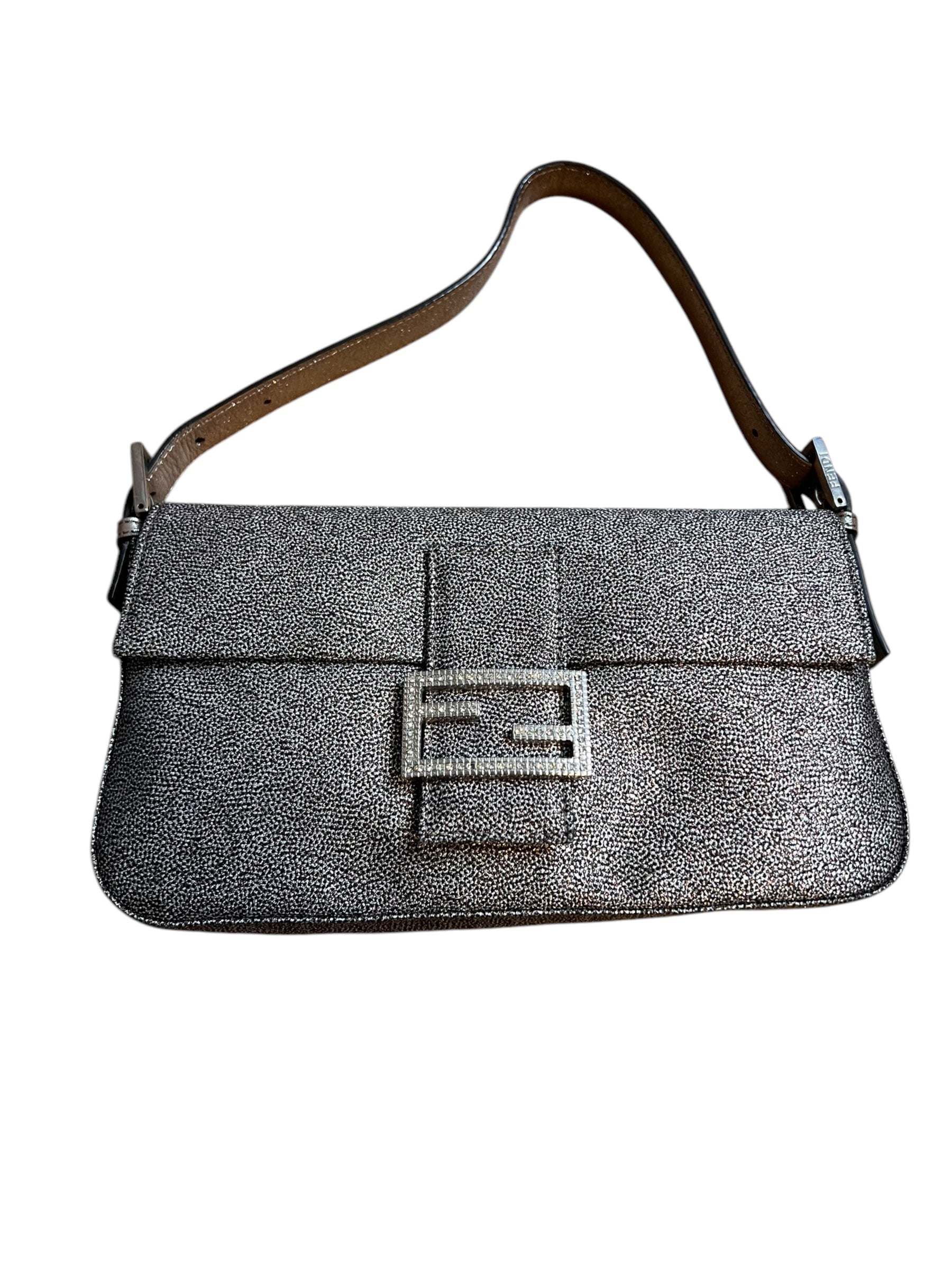 Vintag Fendi Silver Metallic Baguette DXBK0074