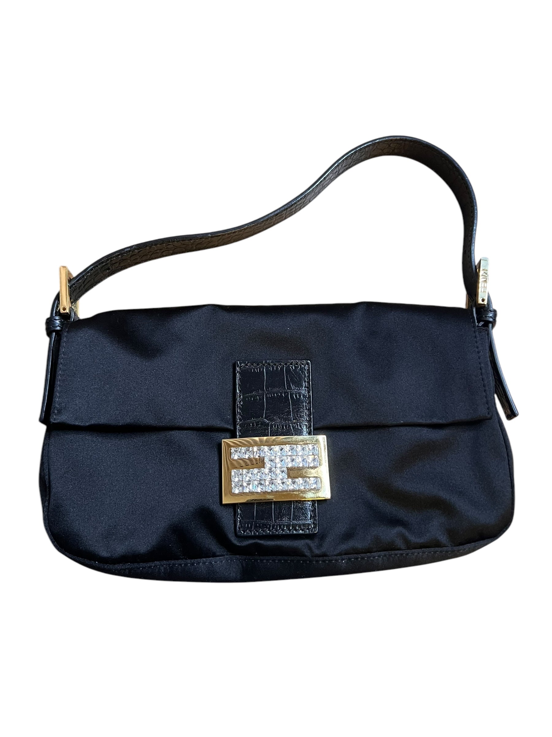 Fendi Black Satin Vintage Baguette Bag DXBK0128