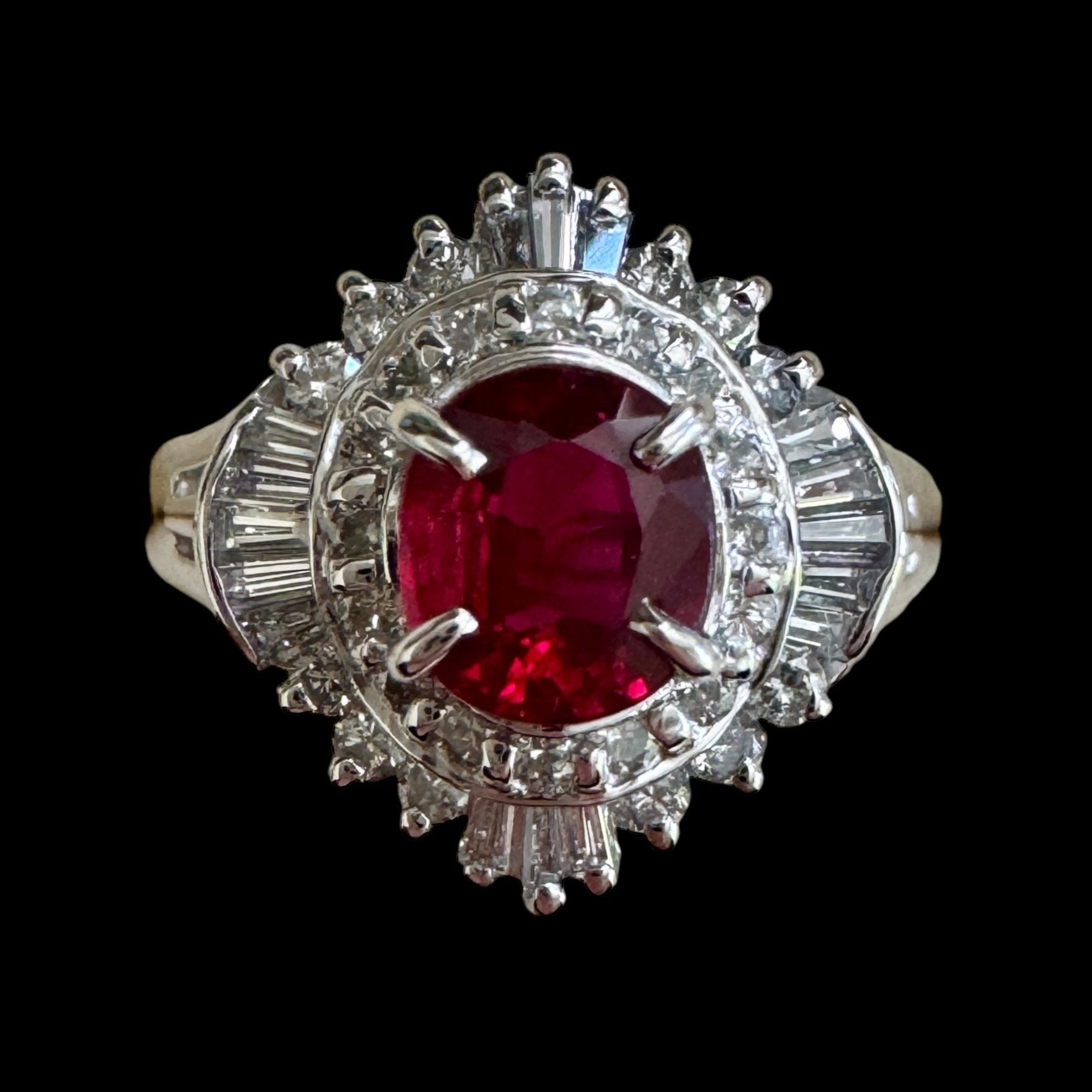 0.87ct "Pigeon Blood" Ruby & Diamond Ring set in Platinum