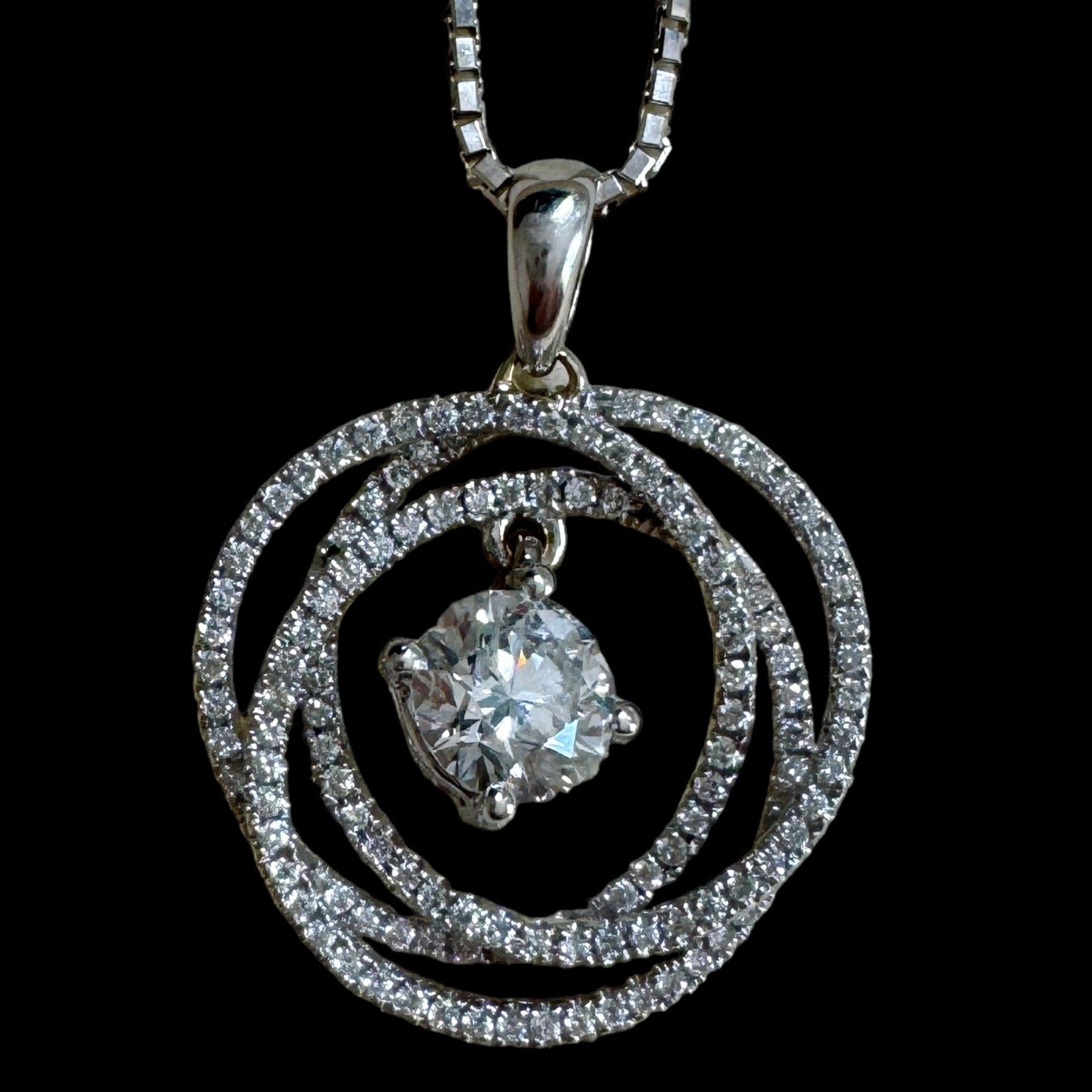 1.01ct GIA Centre Diamond with Three Diamond Circles Necklace