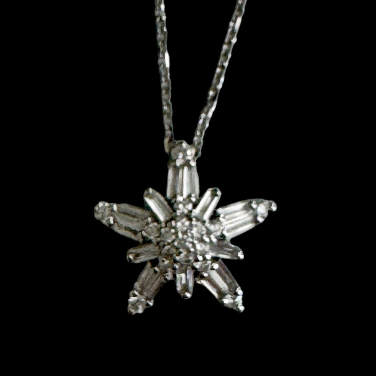 Star Shaped Natural Diamond Pendant Necklace