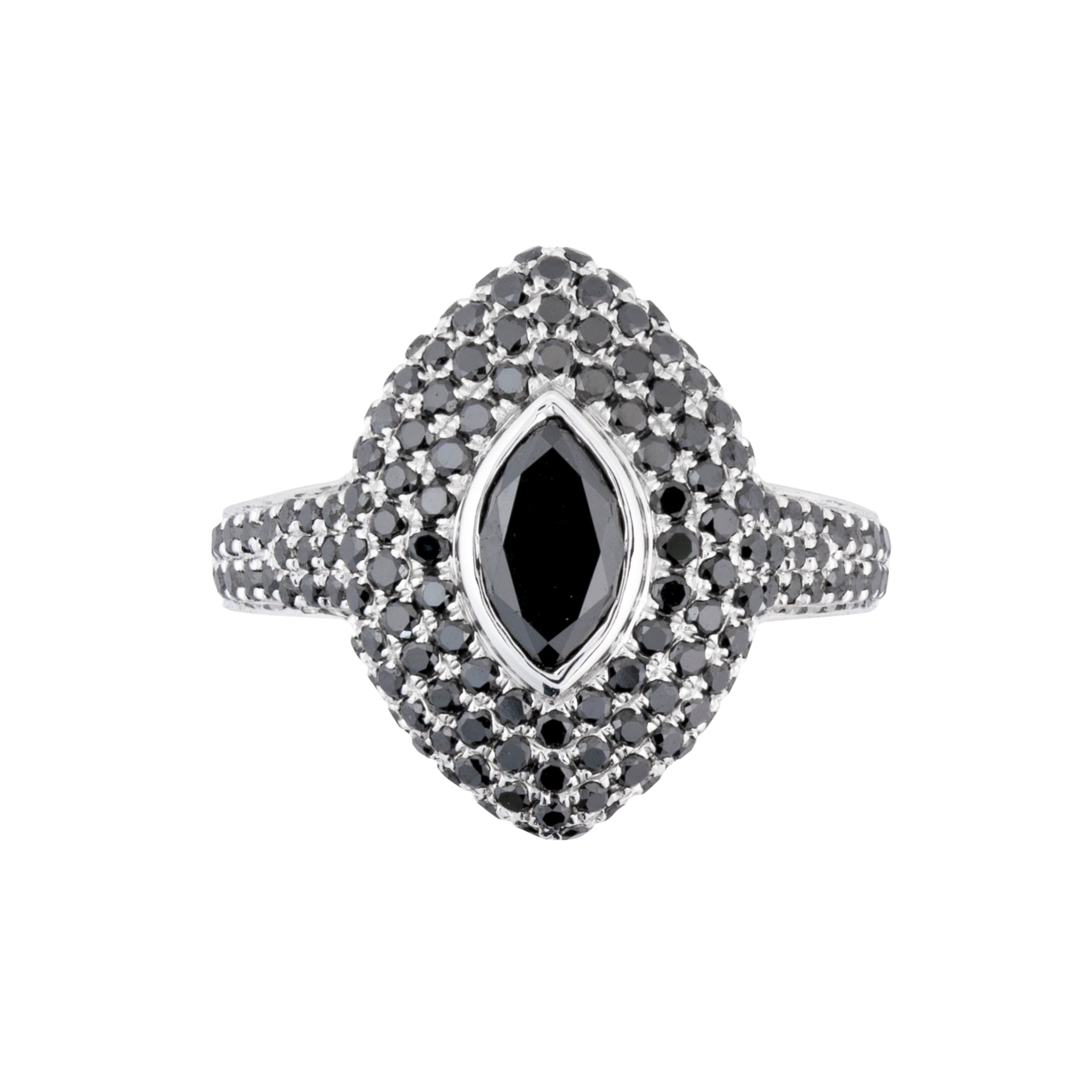 18K WG / BLACK DIAMOND MQ RING
18K WG: 2.76 BD:
1.14/ SIZES
42,46 R40692-10