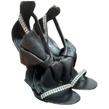 9. Giuseppe Zanotti Black Crystal Embellished Sandals - 38