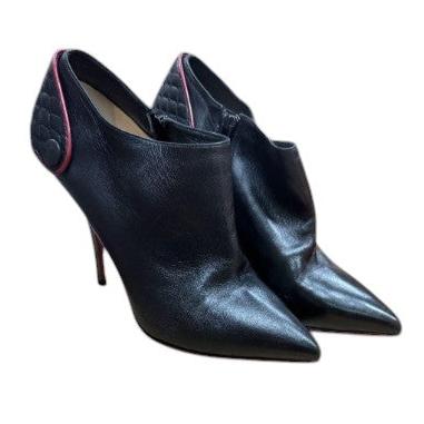 12. Christian Louboutin Black Leather Nappa Huguette Ankle Boots - 38