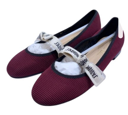 23. Christian Dior Canvas Ribbon Miss J'Adoir Ballet Flat - 37