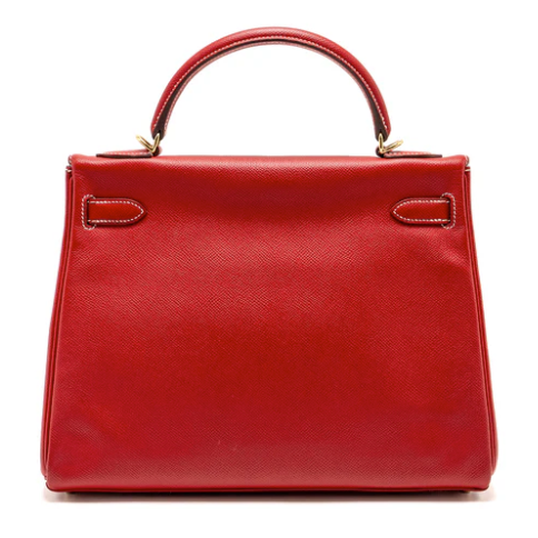 Hermes Kelly 32 Epsom Q5 Rouge Casaque / 1P Colvert LGHW Square P