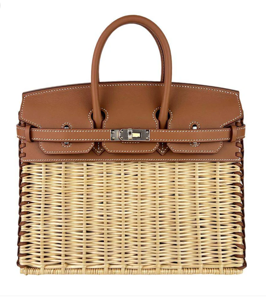 Hermes Birkin 25 Picnic Gold Swift / Rattan PHW #U SKCB-143336