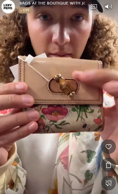 Gucci Floral Print/ Bamboo Purse White/ Multi Colured