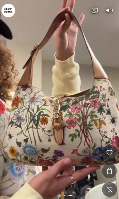 Gucci Floral Print Jackie Bag Cream/ Multi Colured