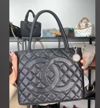 C26022861 Chanel Medallion Tote Black Caviar