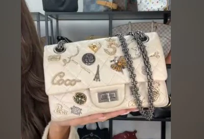 IB25080121 Chanel Lucky Charms White Irridescent Lambskin