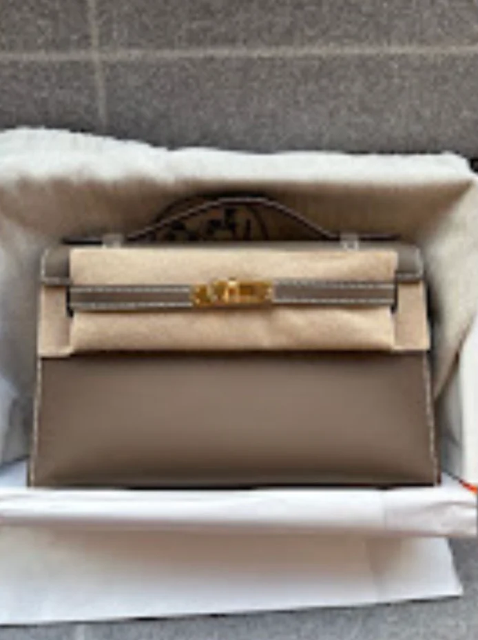 Hermes Kelly Pochette(c) etoupe ghw G Swift ALTC0759