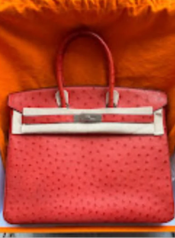 Hermes35 rouge vif phw square j ostrich ALTC0760